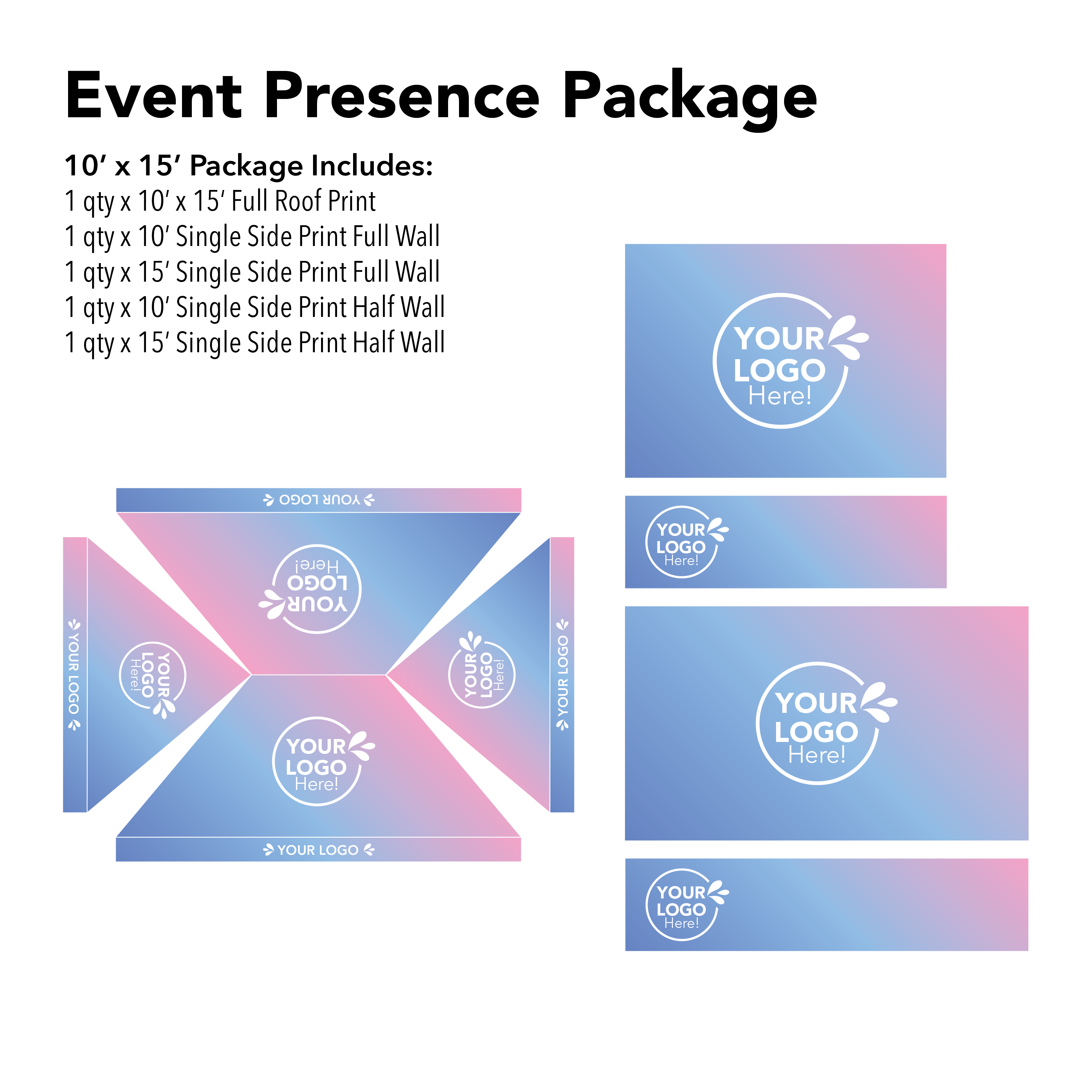 10’ x 15’ Custom Canopy Event Presence Package Details
