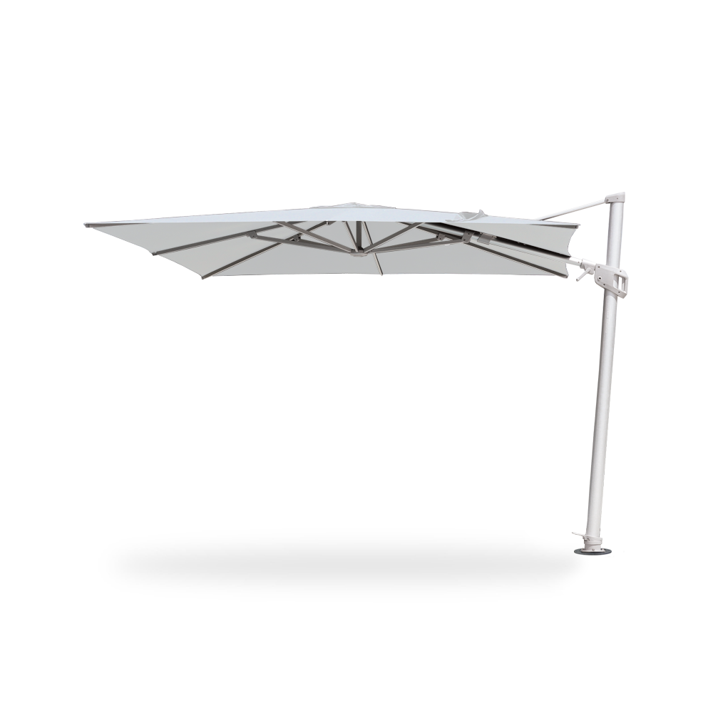 10×10 Cantilever 100 Series Umbrella in White - Base Plate with Dynabolts