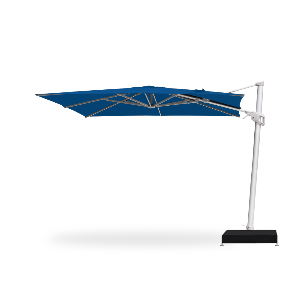 10×10 Cantilever 100 Series Umbrella in Blu- Base Plate with Water Weights
