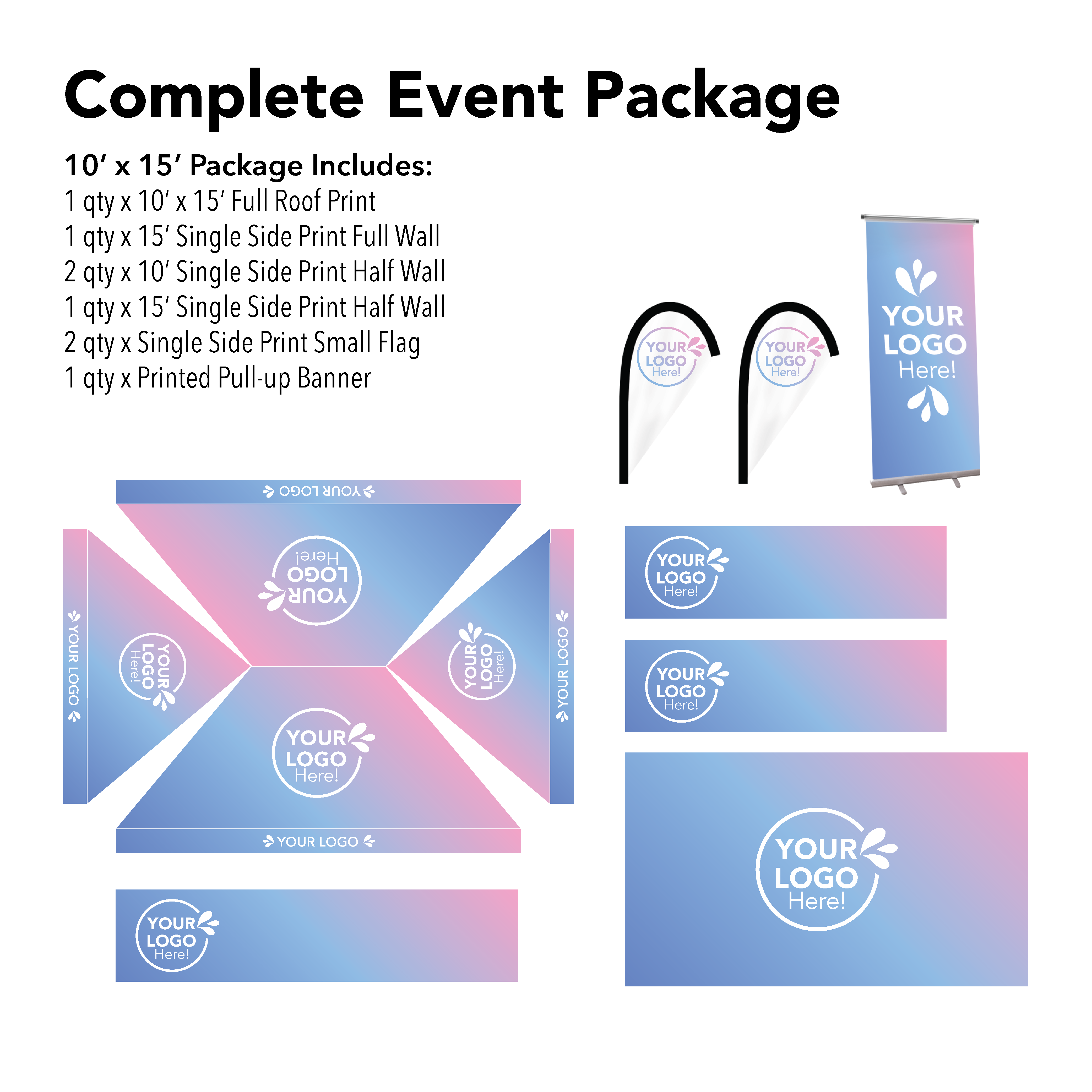 10’ x 15’ Custom Canopy Complete Event Package Details