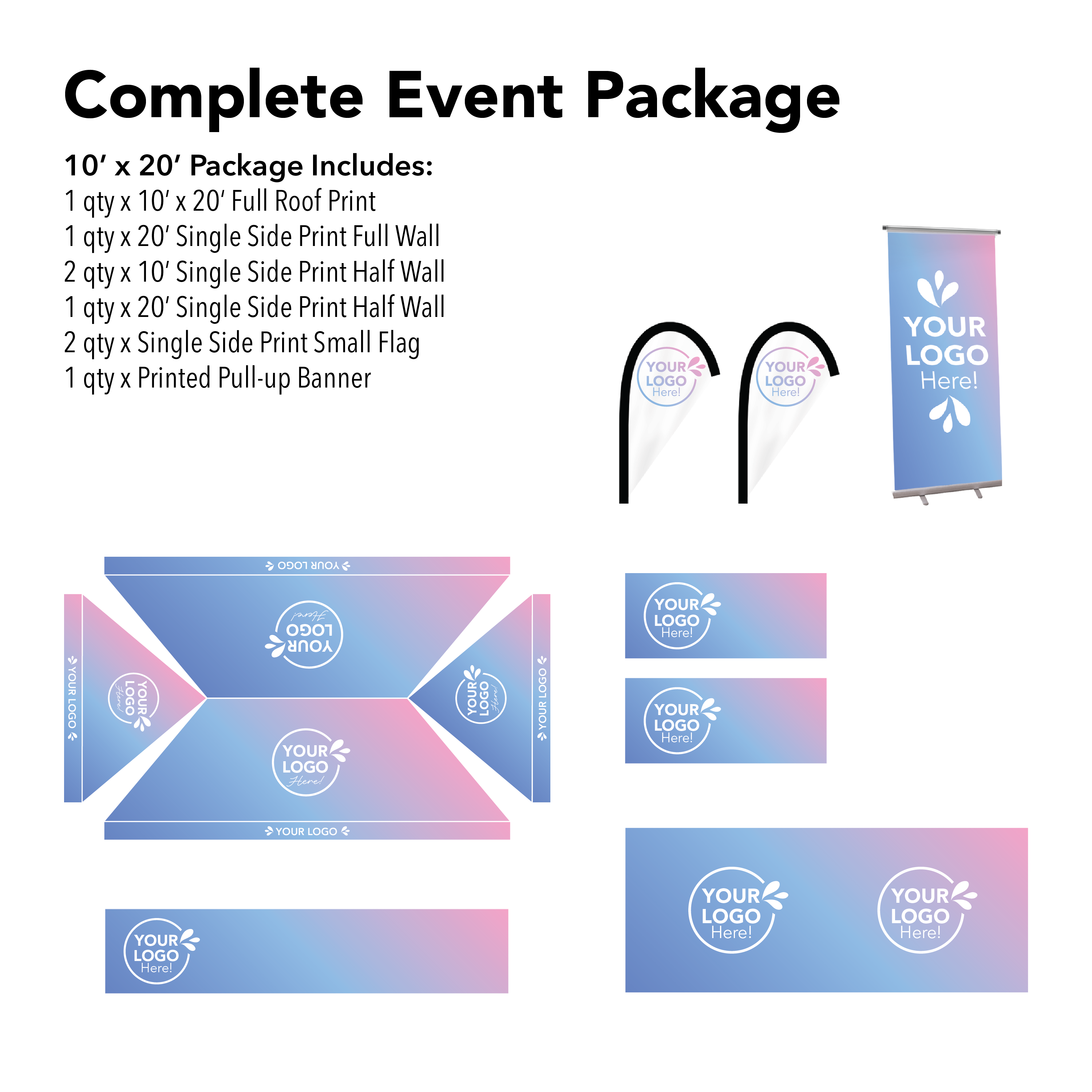 10’ x 20’ Custom Canopy Complete Event Package Details