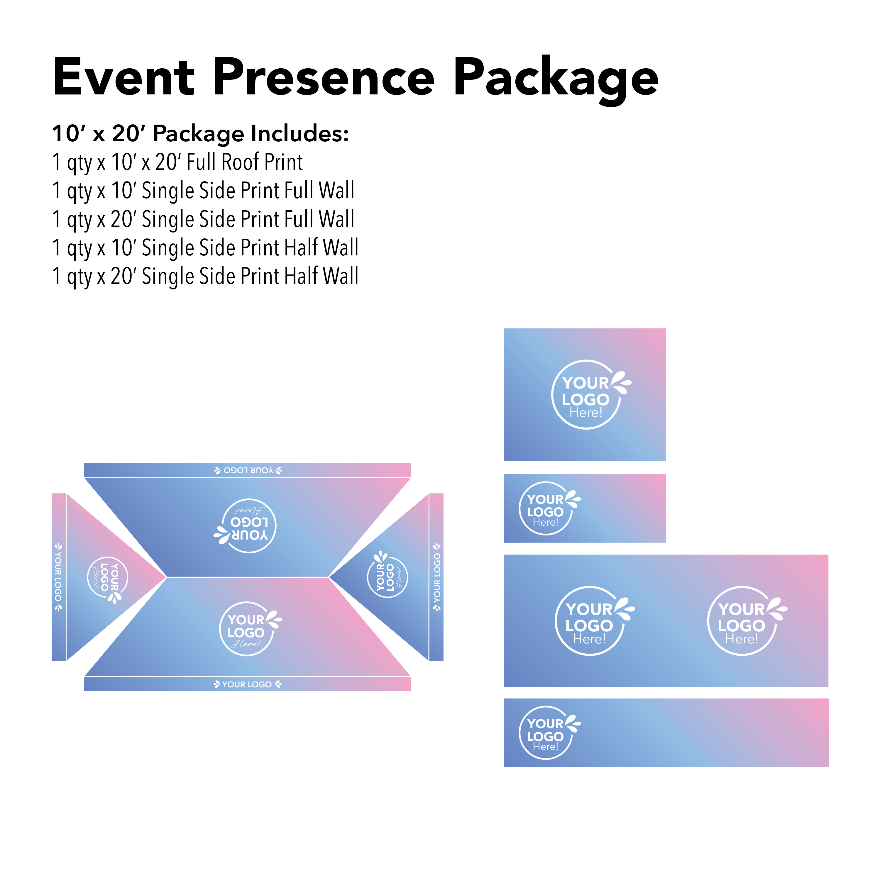 10’ x 20’ Custom Canopy Event Presence Package Details