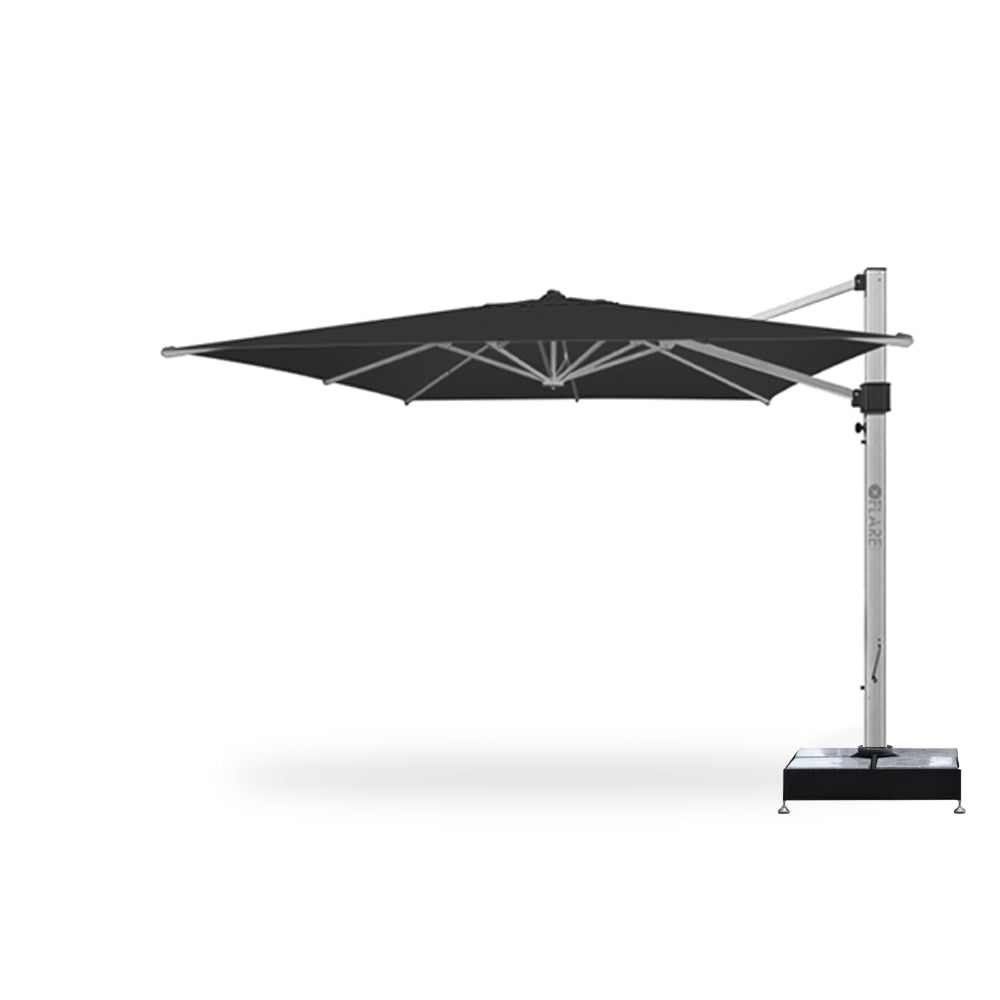 11' x 11' Cantilever Square Umbrellas Charcoal with Marble Weights