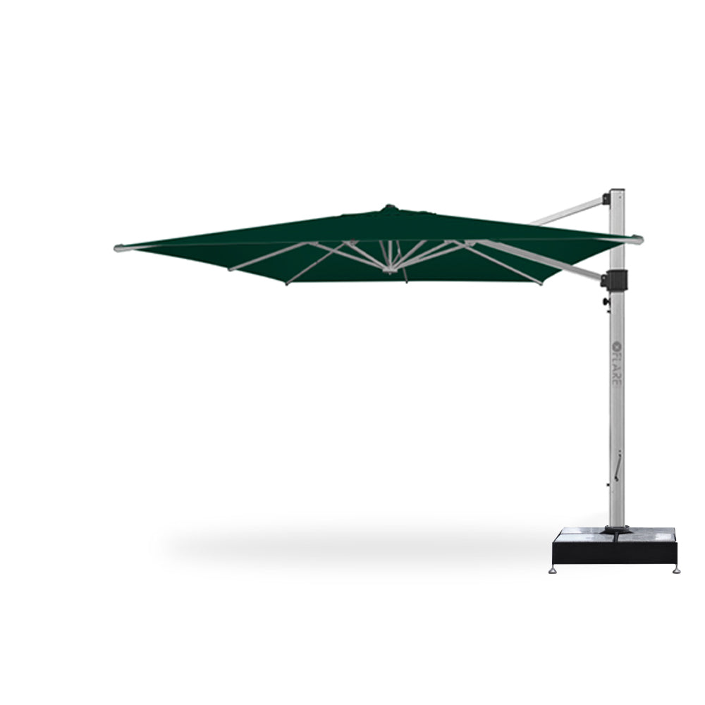 11' x 11' Cantilever Square Umbrellas Green with Marble Weights