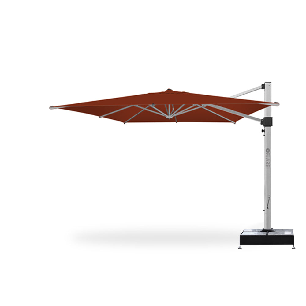 11' x 11' Cantilever Square Umbrellas Rust with Marble Weights