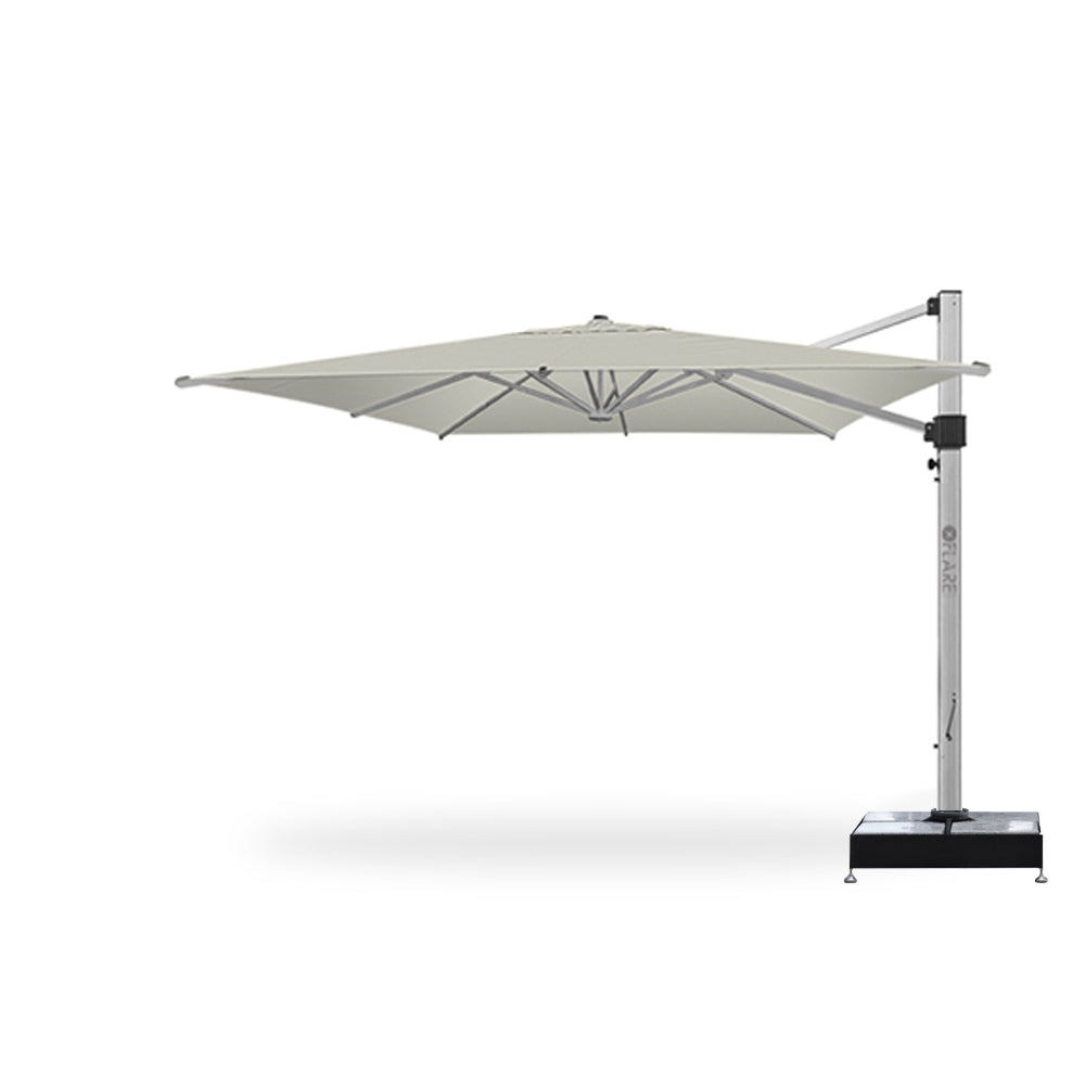 11' x 11' Cantilever Square Umbrellas White with Marble Weights