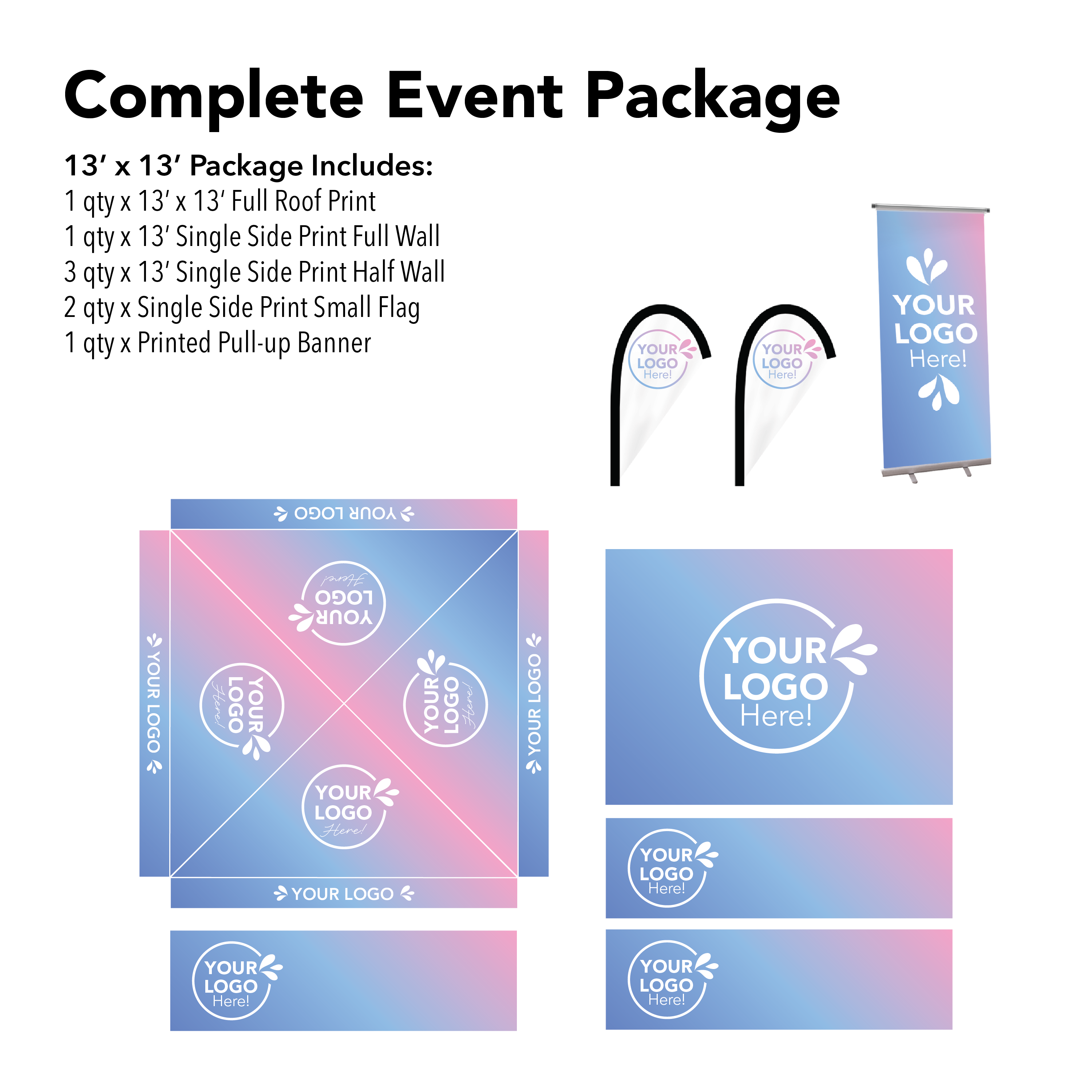 13x13 Custom Canopy Complete Event Package Details