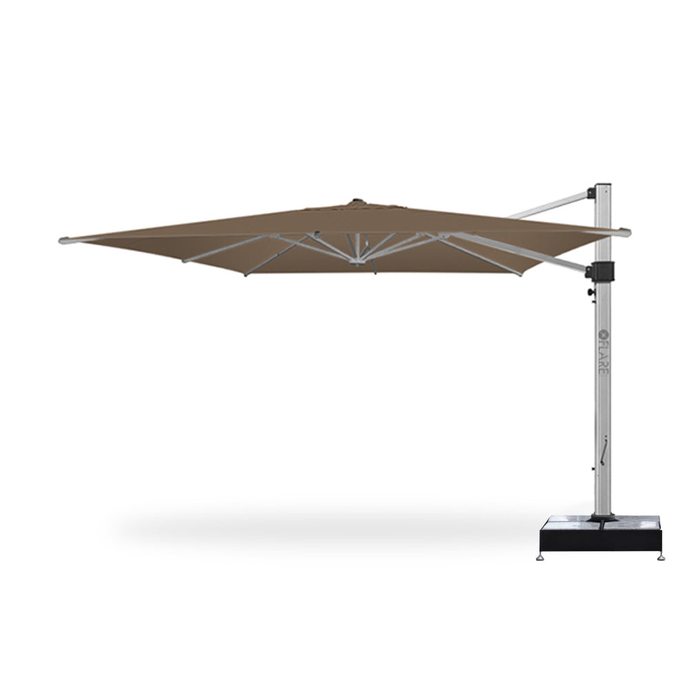 13' x 13' Cantilever Square Umbrellas in Beige with Marble Weights