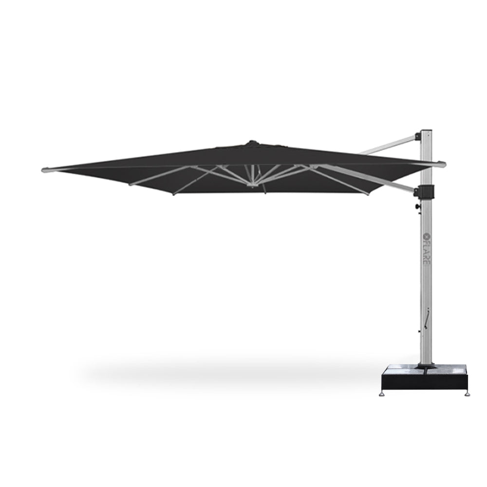 13' x 13' Cantilever Square Umbrellas in Charcoal with Marble Weights