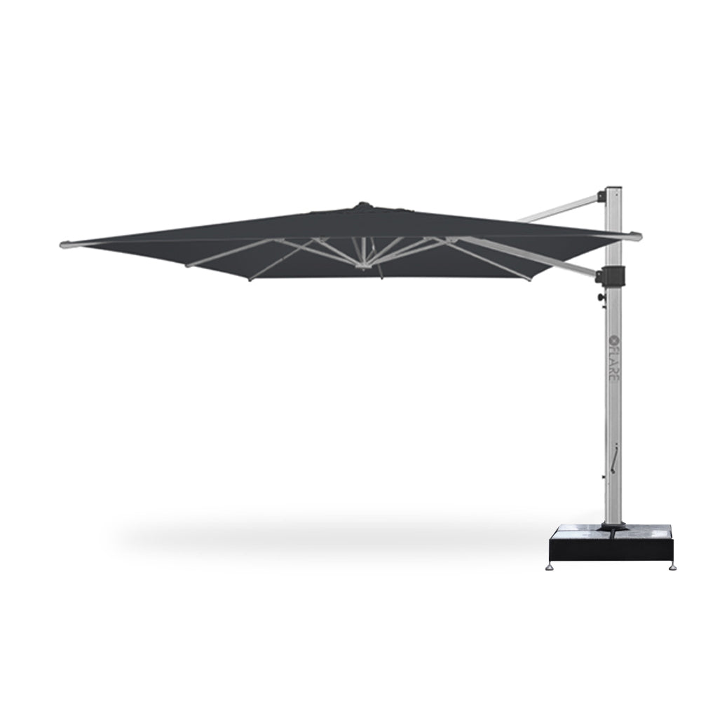 13' x 13' Cantilever Square Umbrellas in Gray with Marble Weights