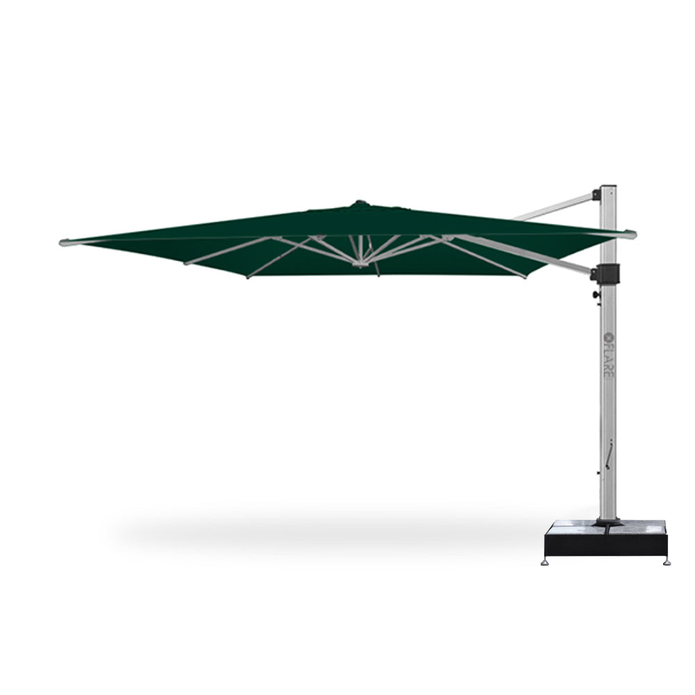 13' x 13' Cantilever Square Umbrellas in Green with Marble Weights