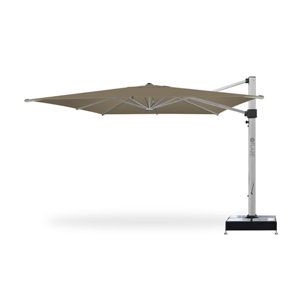 13' x 13' Cantilever Square Umbrellas in Khaki with Marble Weights