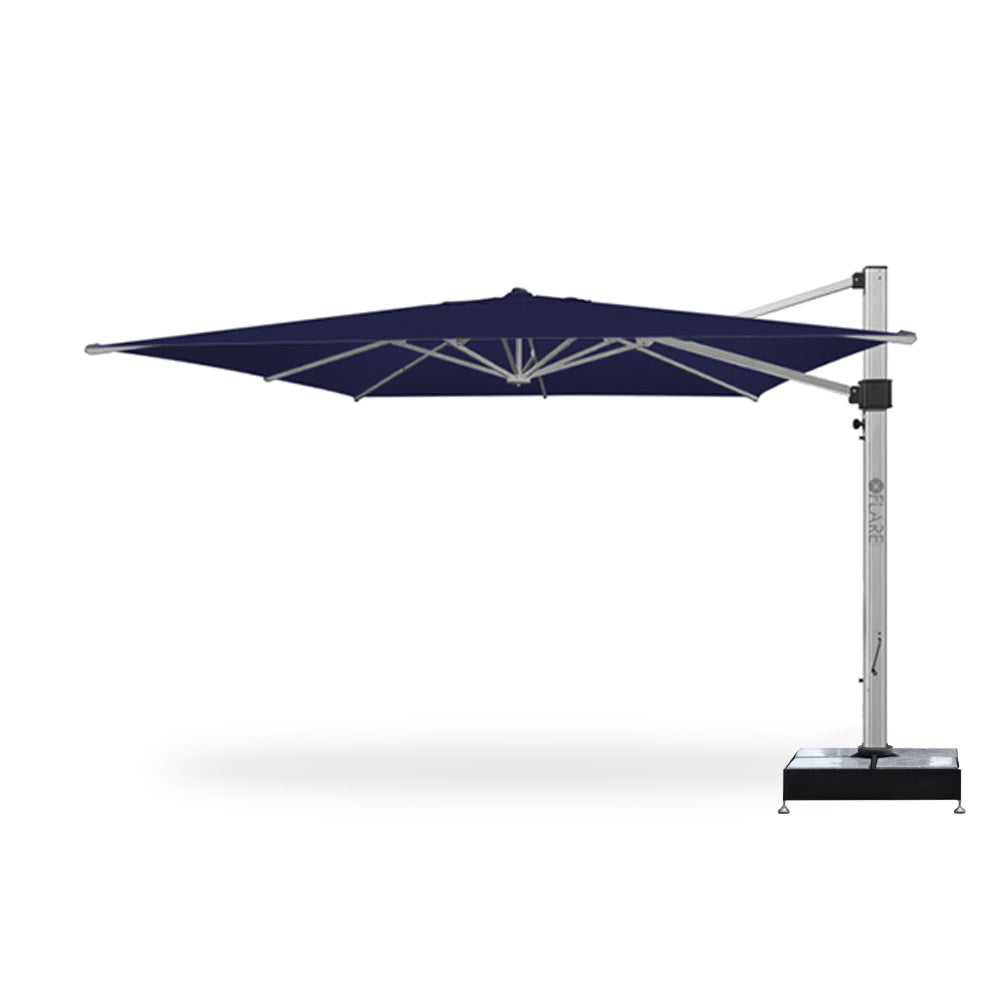 13' x 13' Cantilever Square Umbrellas in Navy with Marble Weights