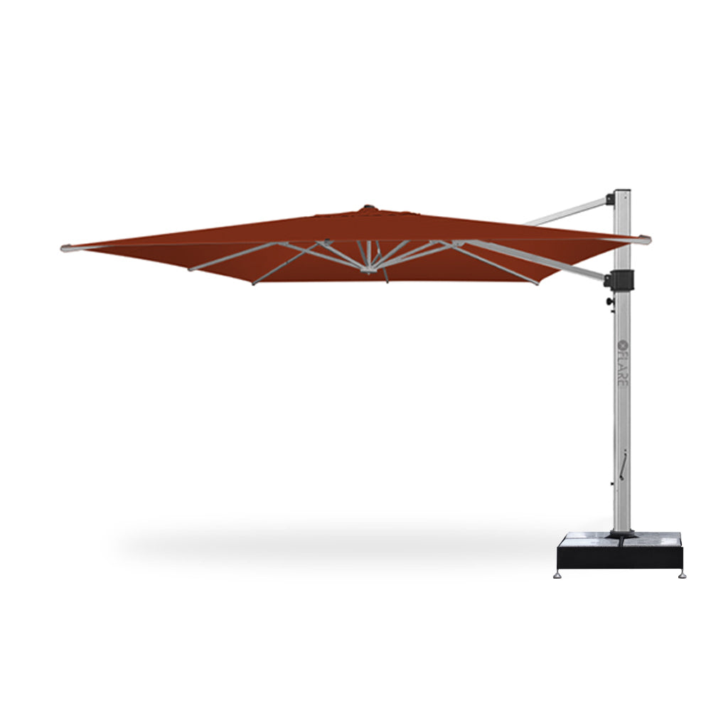 13' x 13' Cantilever Square Umbrellas in Rust with Marble Weights