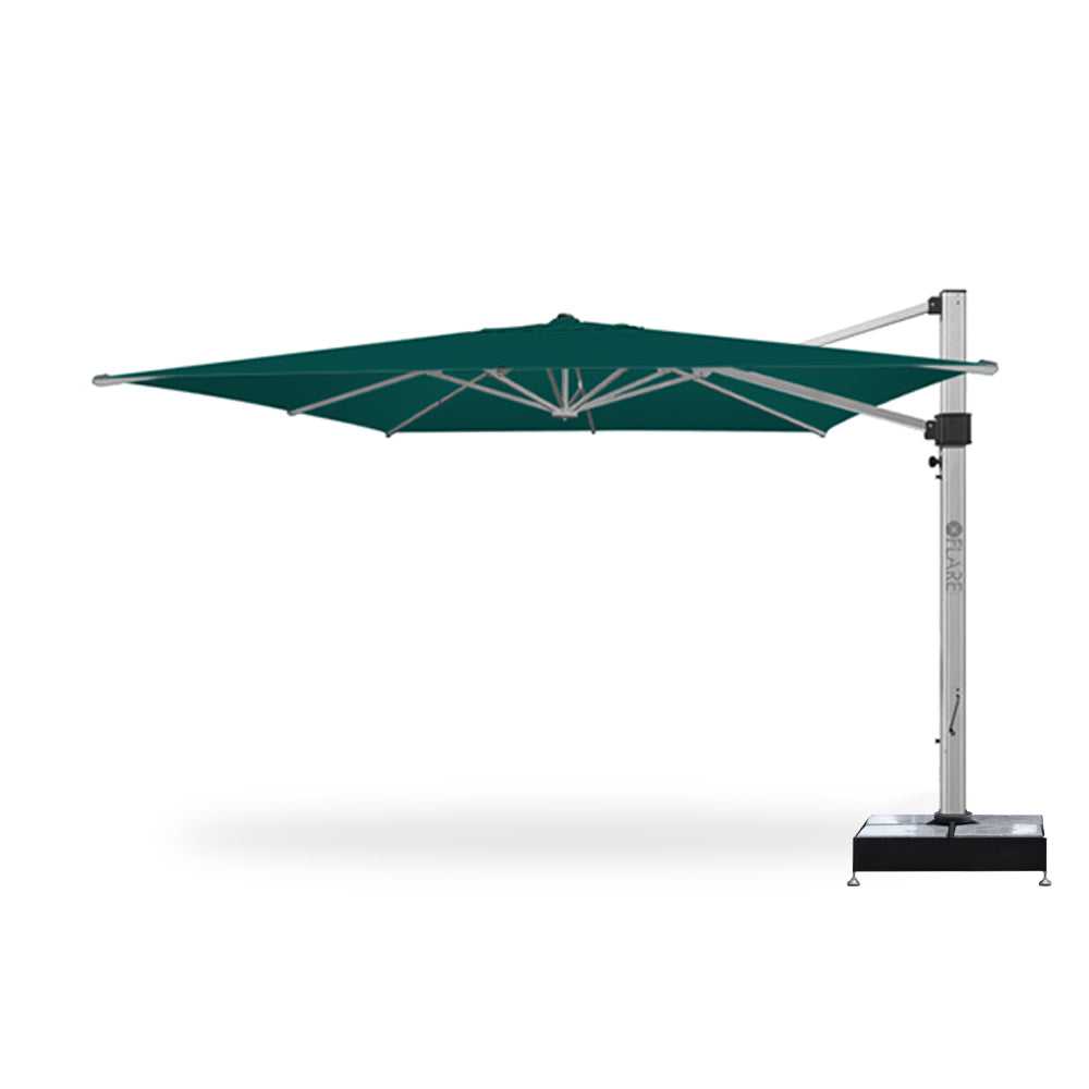13' x 13' Cantilever Square Umbrellas in Teal with Marble Weights