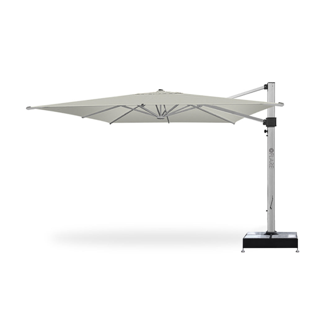 13' x 13' Cantilever Square Umbrellas in White with Marble Weights