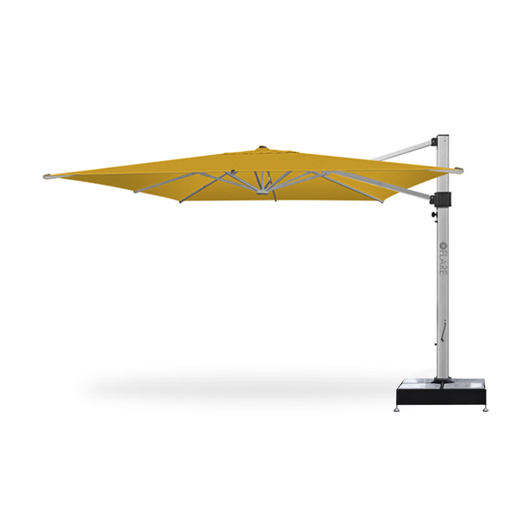 13' x 13' Cantilever Square Umbrellas in Yellow with Marble Weights