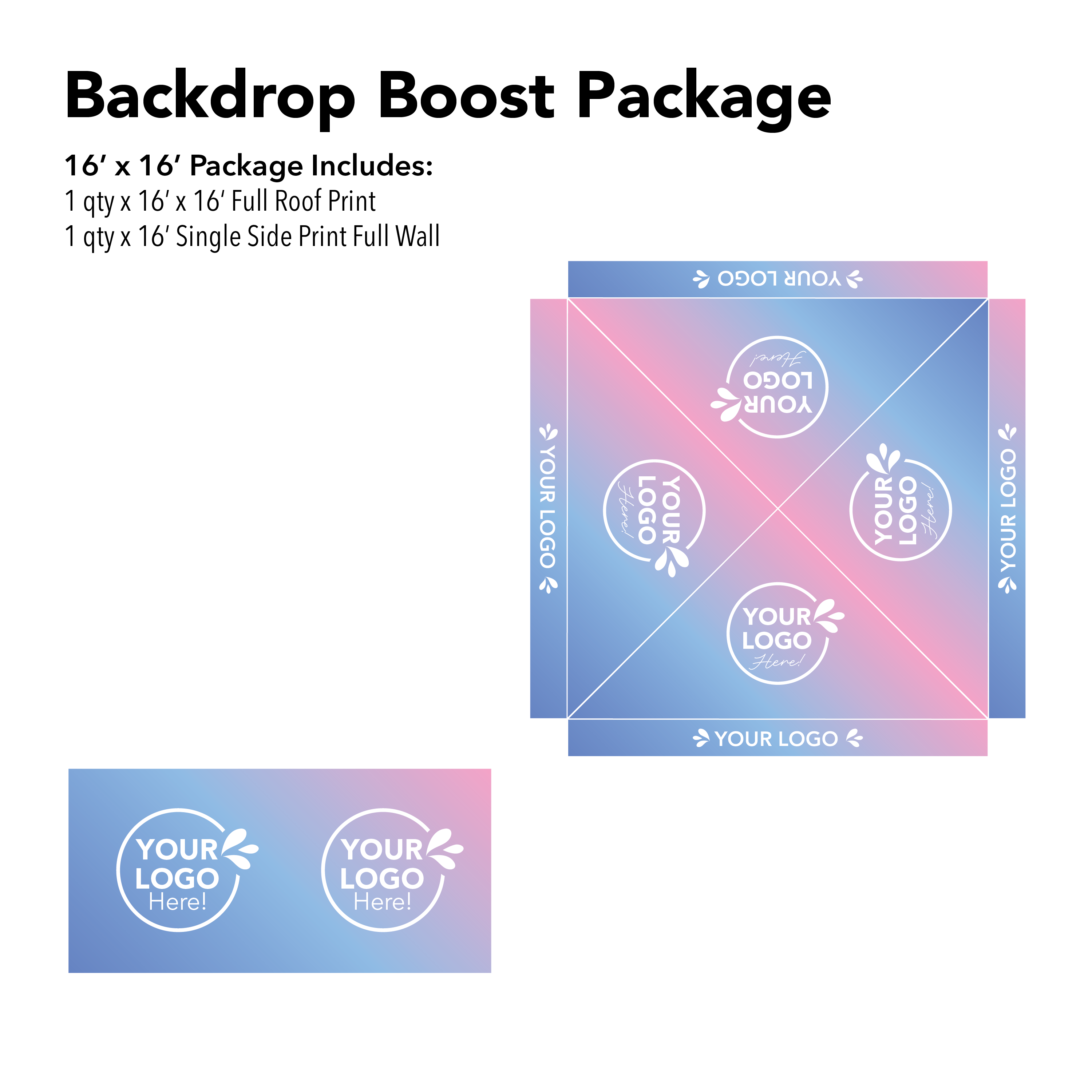 16x16 Custom Canopy Backdrop Boost Package Details