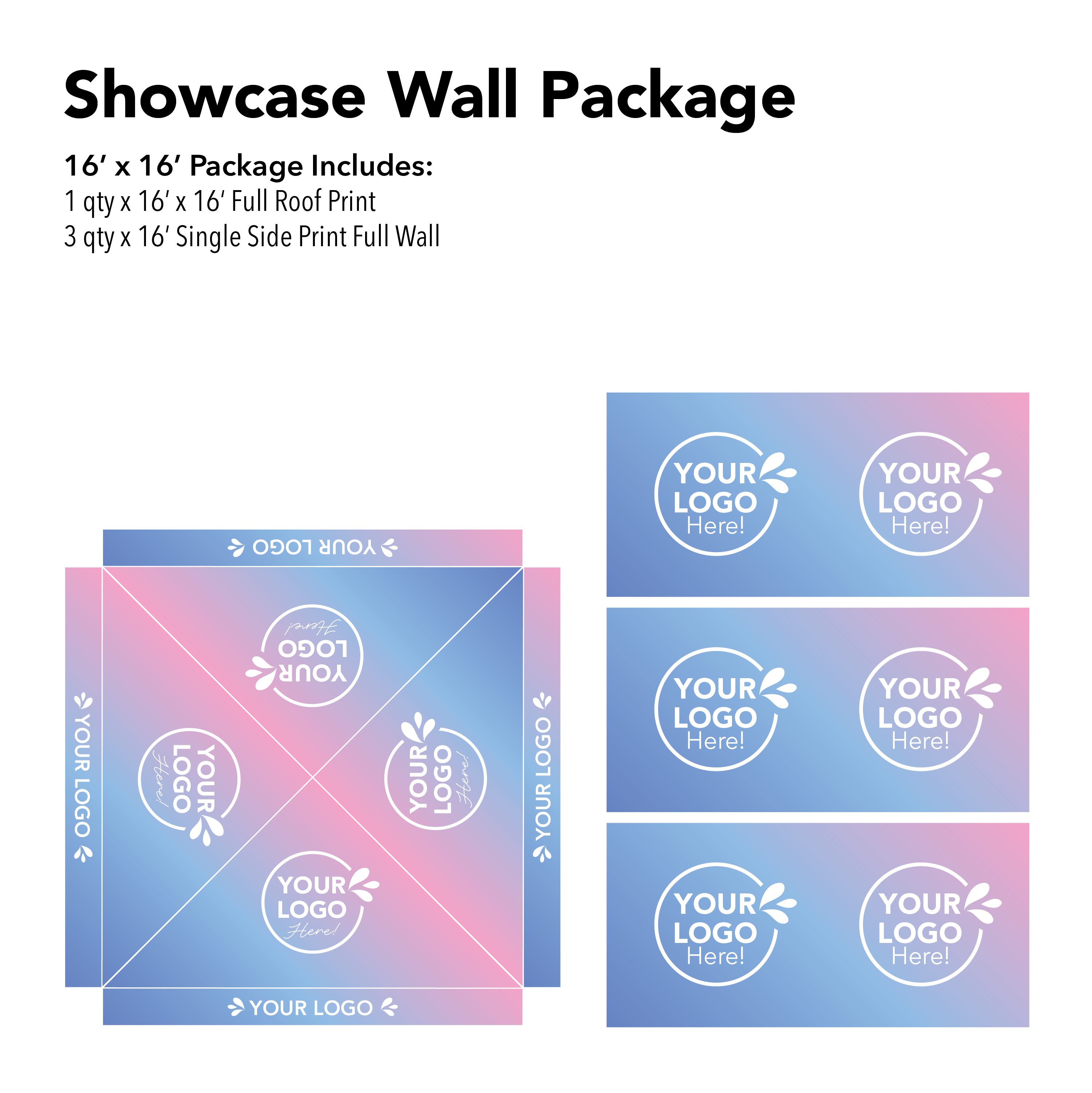 16x16 Custom Canopy Showcase Wall Package Details