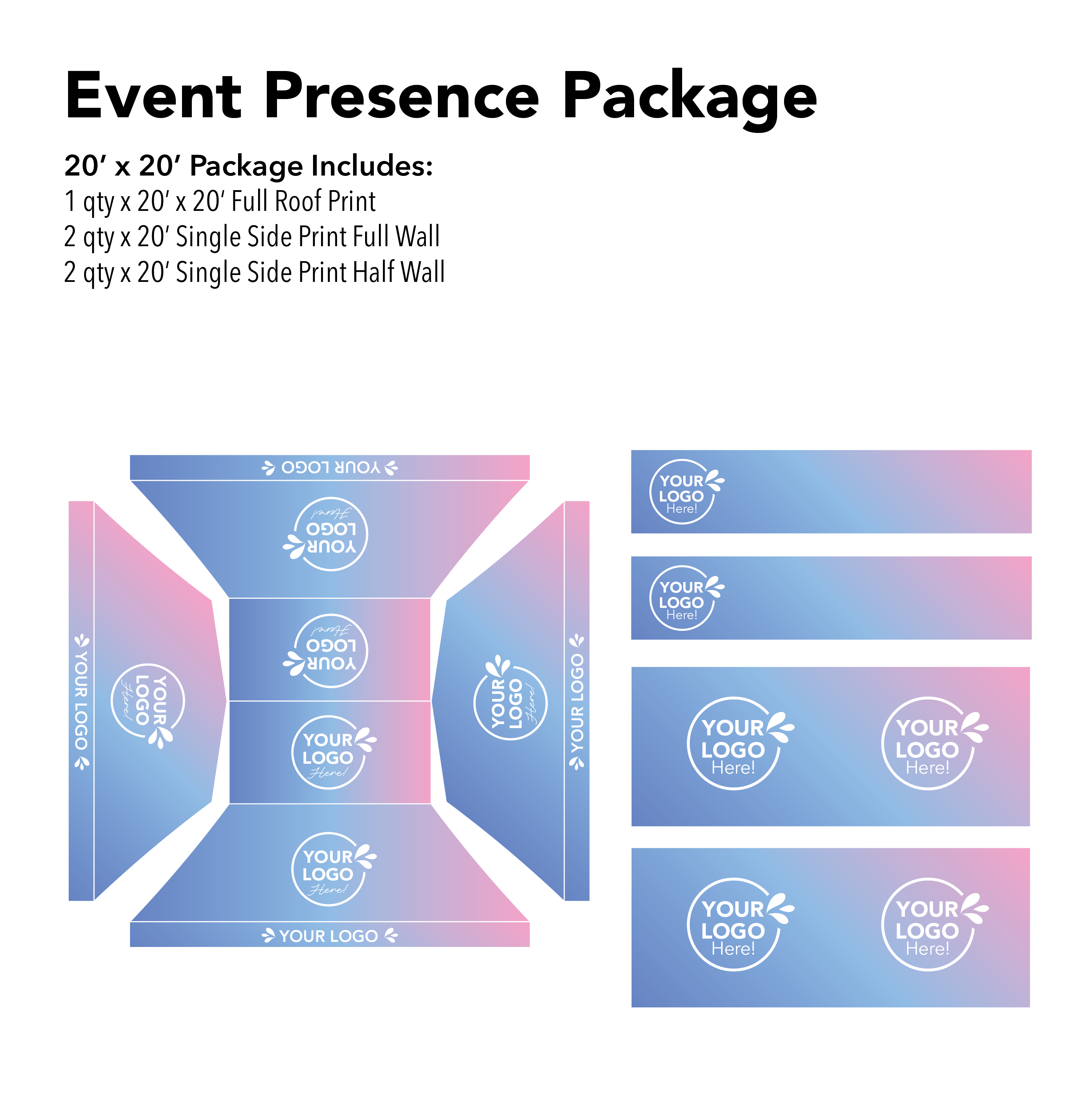 20' x 20' Custom Canopy Event Presence Package Details