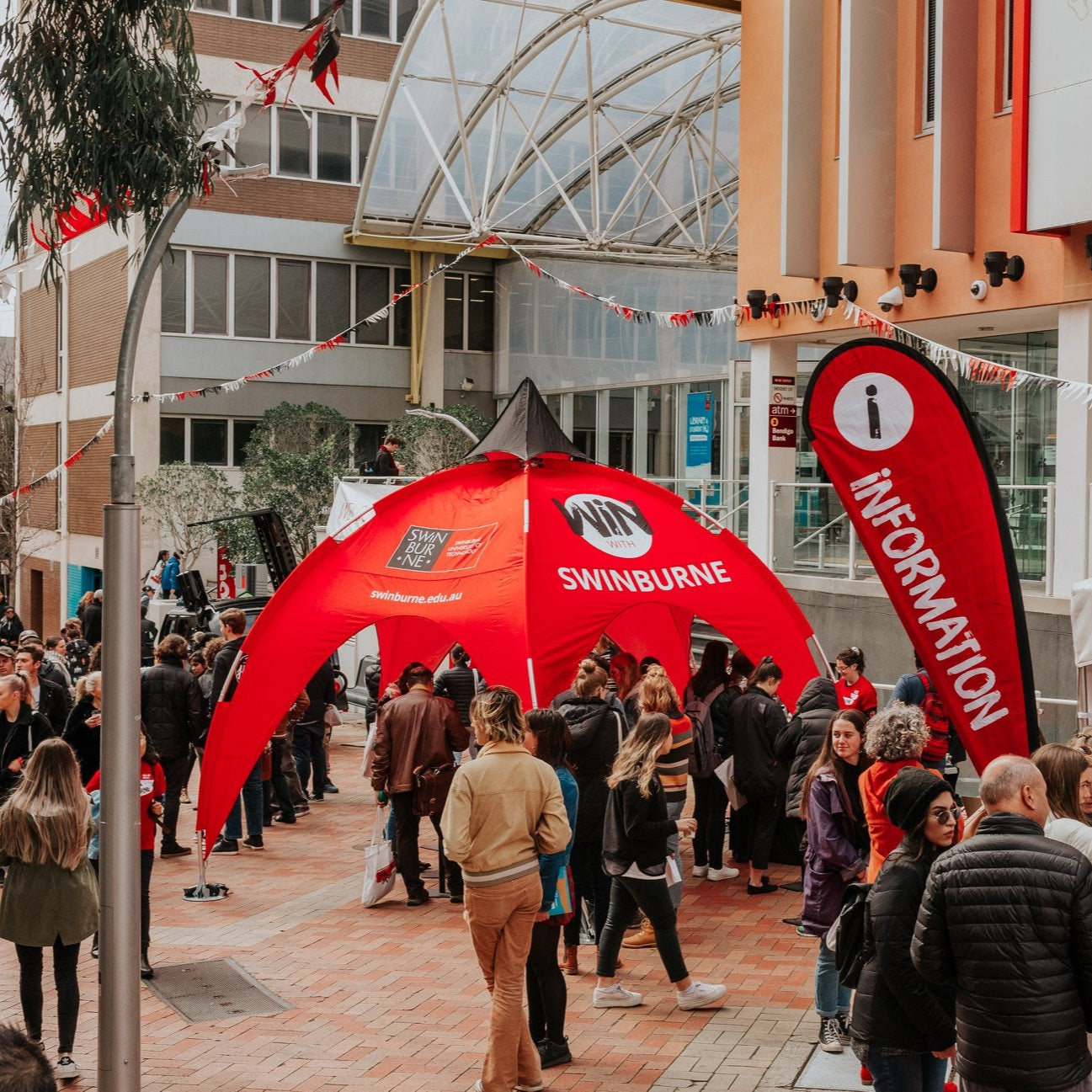 16ft Custom Printed Arch Tent with SWINBURNE Logo