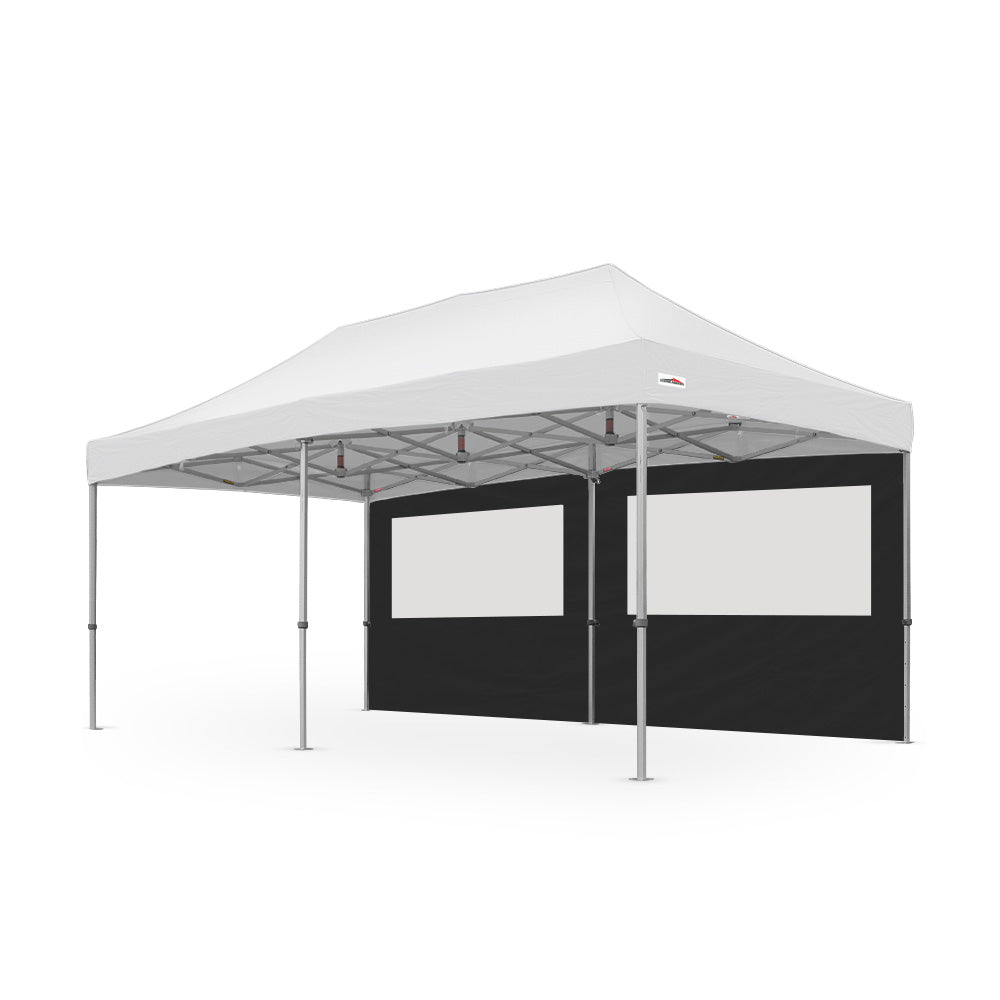 20' canopy PVC window wall in black, made from 500D PVC-coated polyester