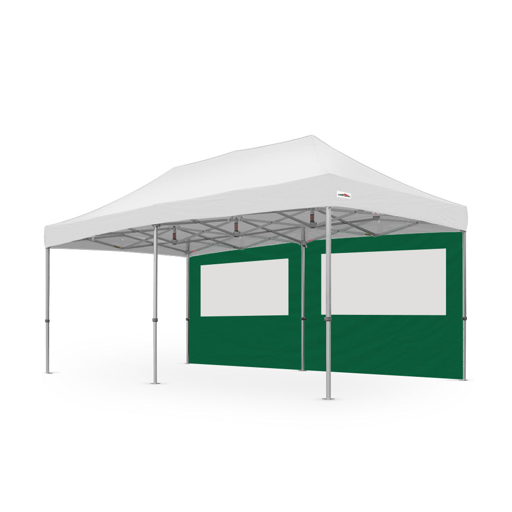 20' canopy PVC window wall in green, made from 500D PVC-coated polyester