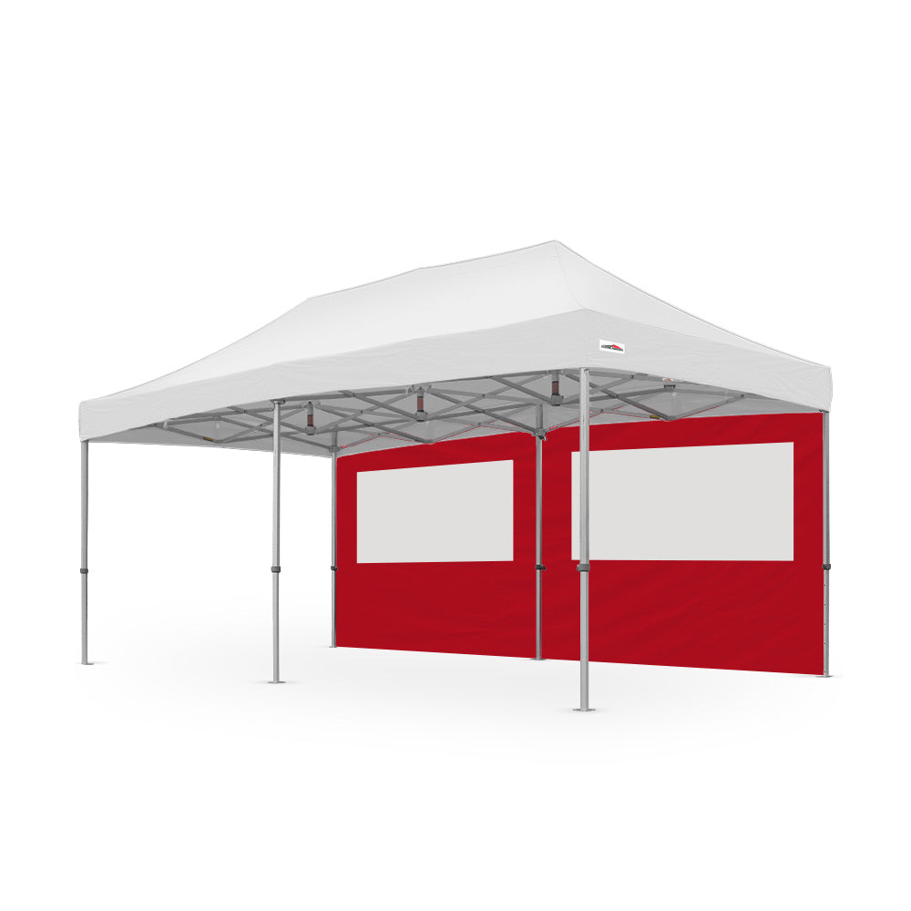 20' canopy PVC window wall in red, made from 500D PVC-coated polyester