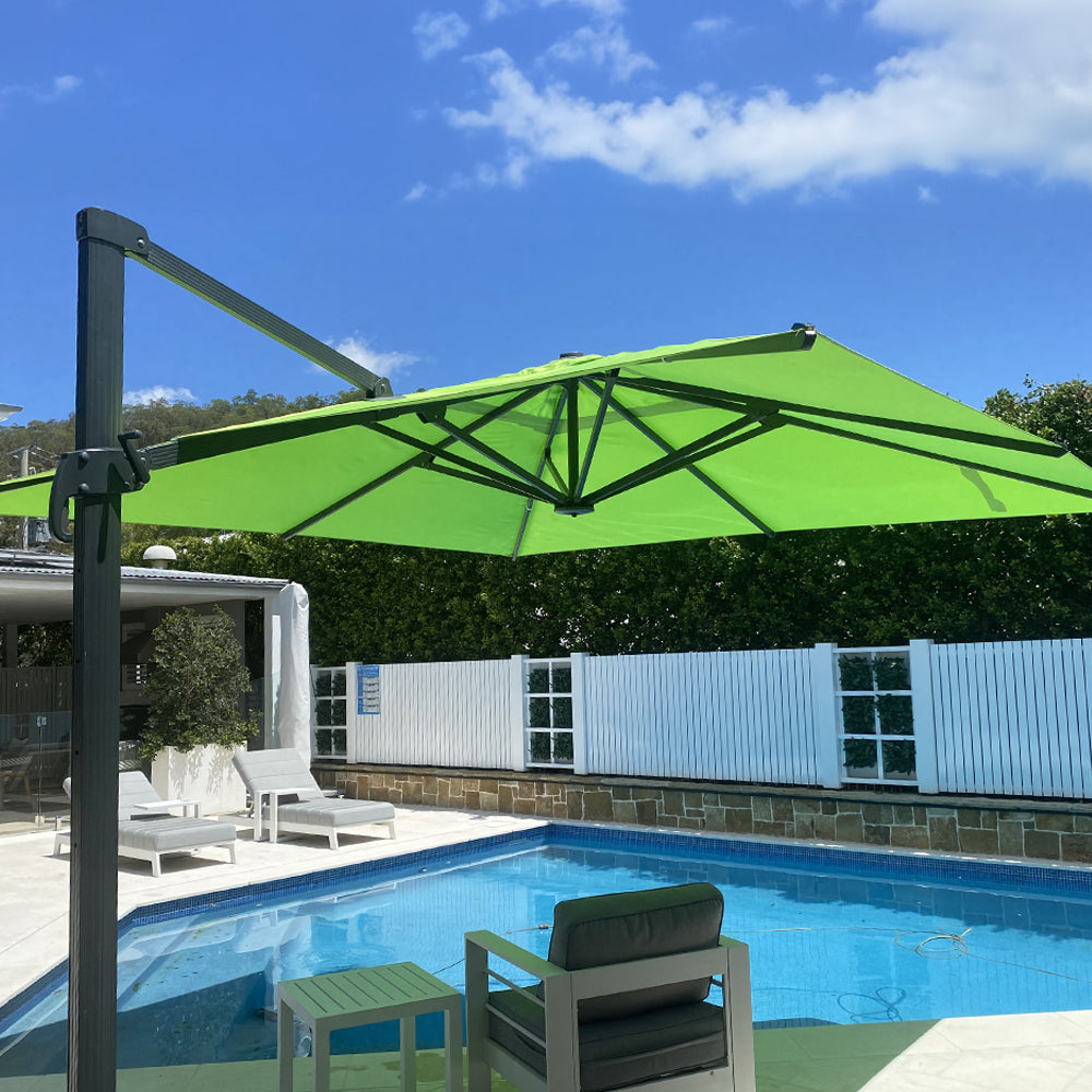 11' x 11' Cantilever Square Umbrellas in Green