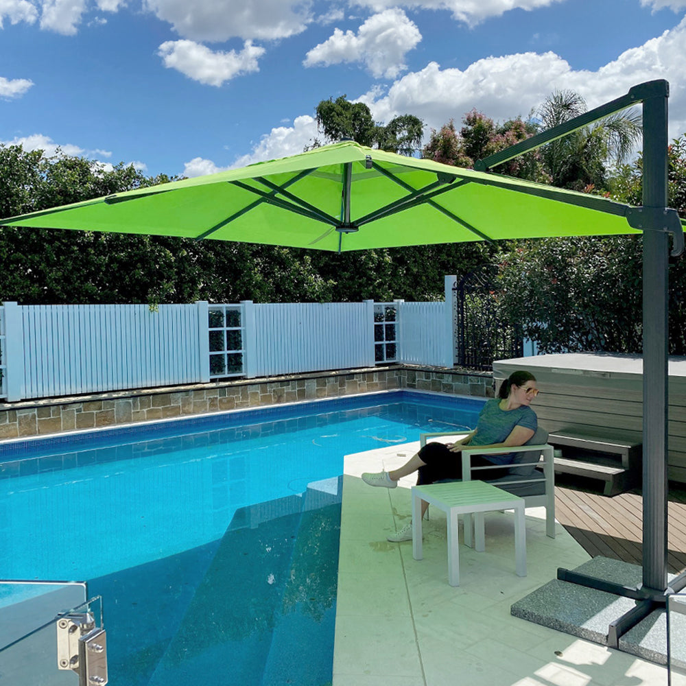 11' x 11' Cantilever Square Umbrellas in Green