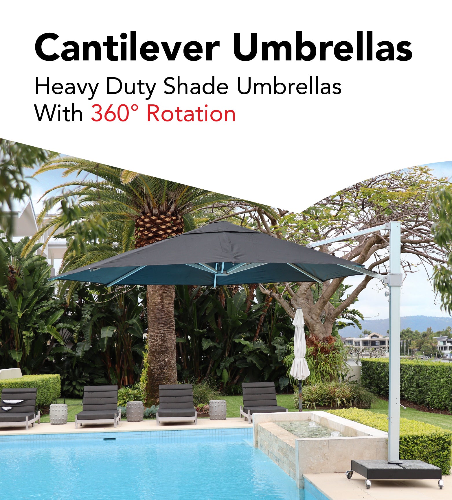 Heavy Duty Cantilever Umbrellas With 360° Rotation