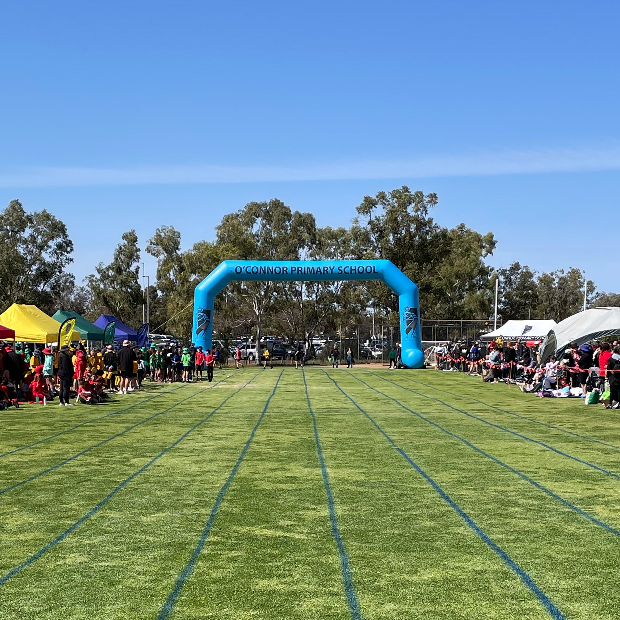 Custom Printed 39' Chamfer Arch set up O'Connor Primary School Sports Day