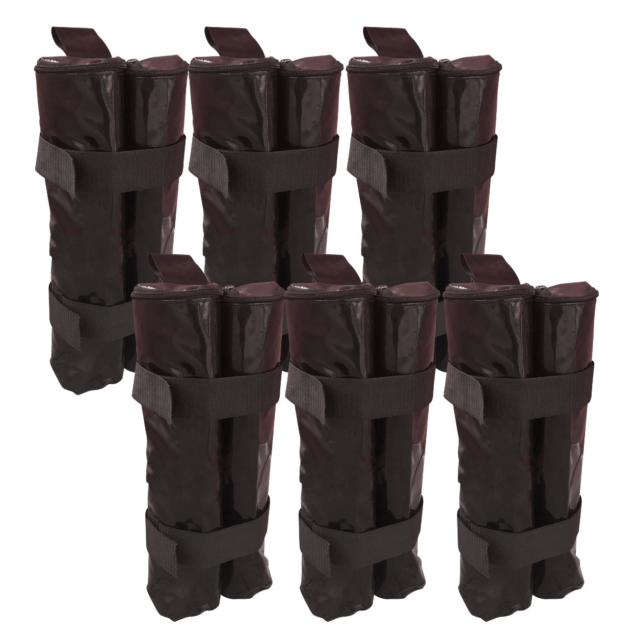 Set of 6 Heavy-duty 33lb PVC Sandbag in Black with Velcro Strapping -
Compatible With Any Canopy Tent
