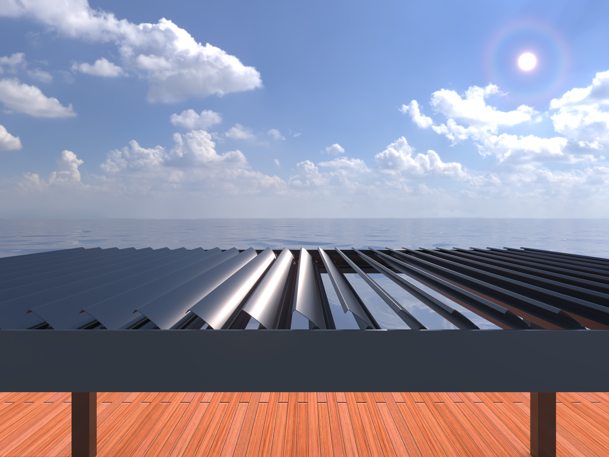 Grey E2000 Manual Pergola HalfOpen