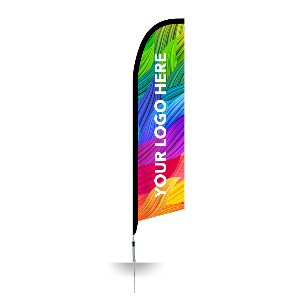 Large size custom printed feather flag banners with SS heavy duty ground spike - Extreme Marquees
