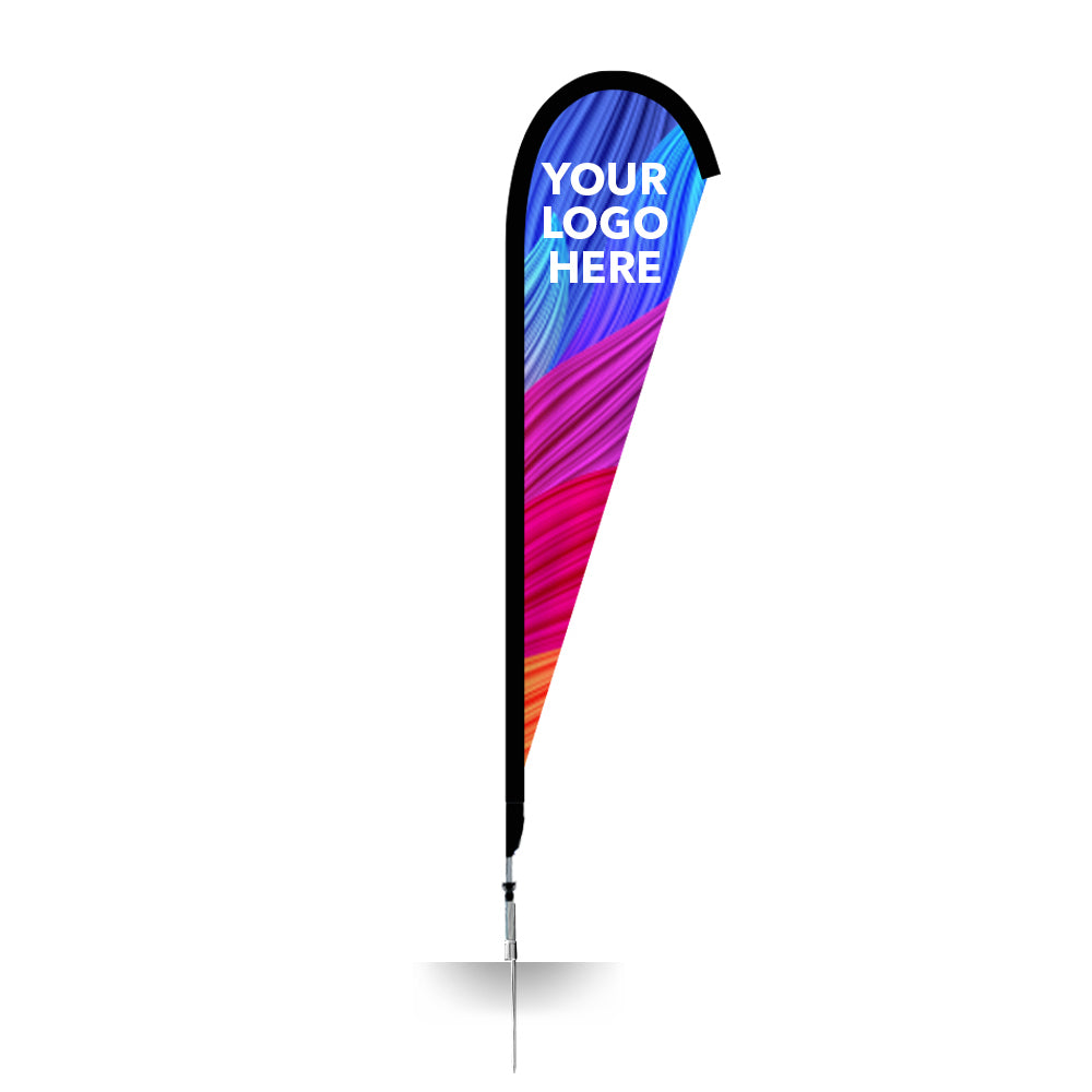 Large Custom Teardrop Flag with SS Heavy Duty Ground Spike - Extreme Canopy