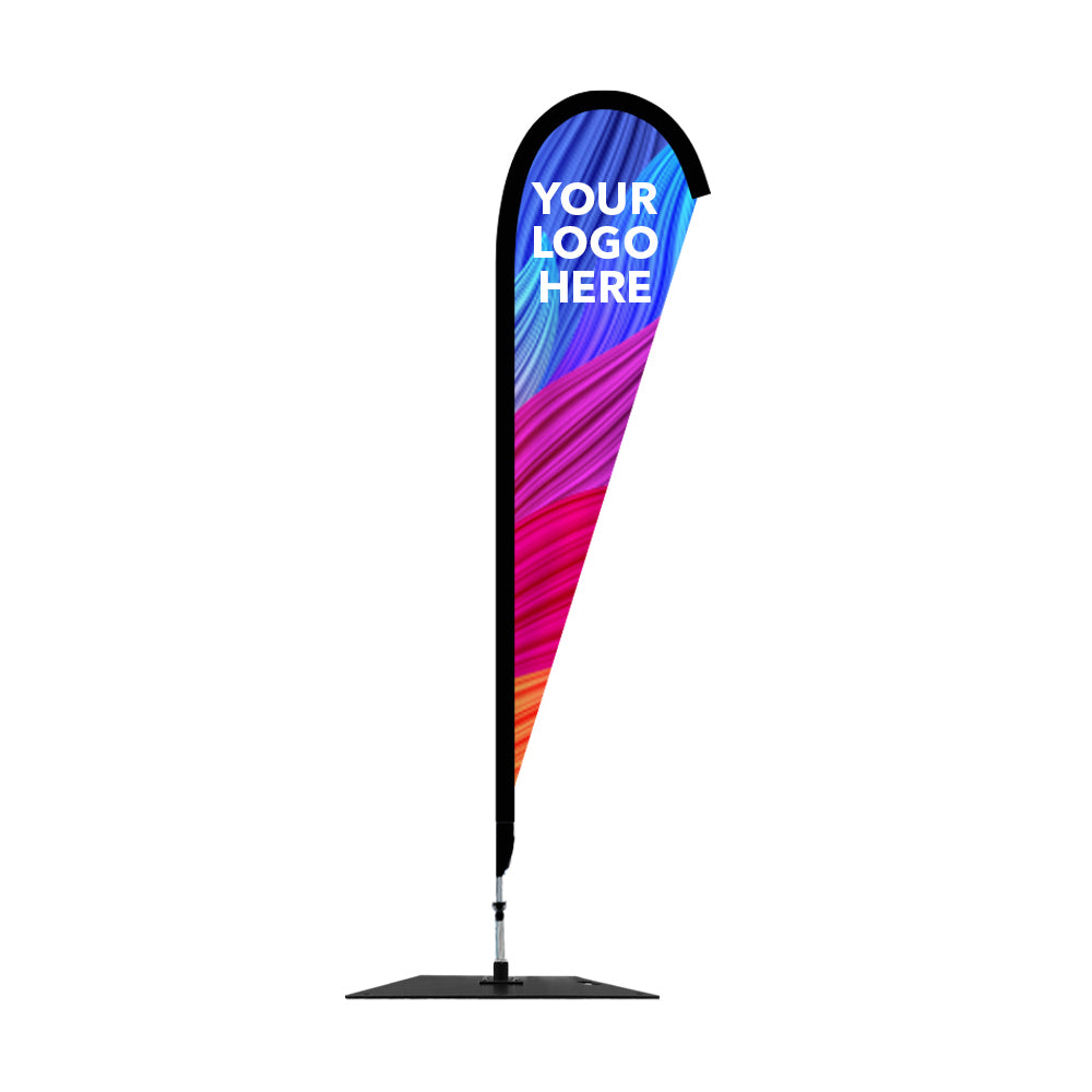 Large Custom Teardrop Flag with SS Square Base - Extreme Canopy