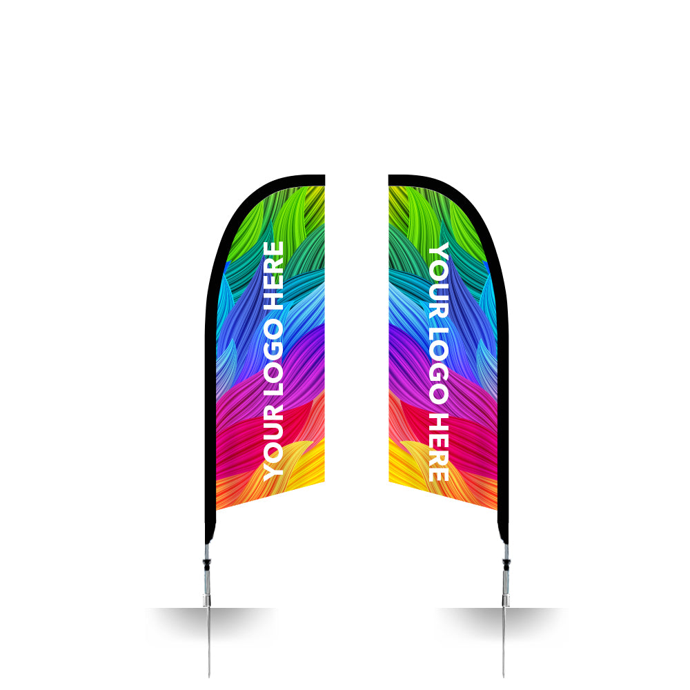 Medium size custom printed feather flag banners with DS Heavy Duty Ground Spike - Extreme Marquees