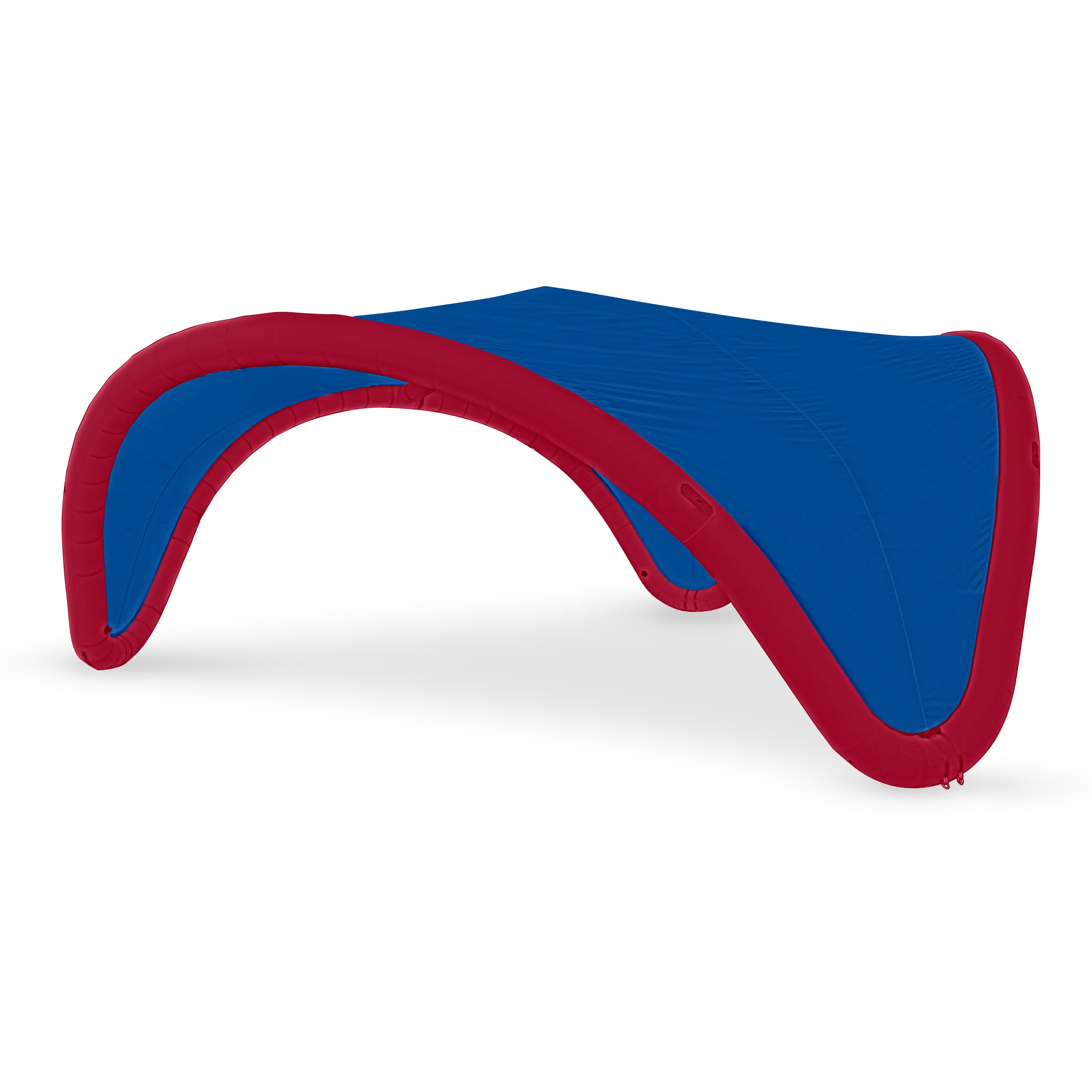 22' Omega inflatable canopy with red frame and blue fabric cover by Extreme Canopy