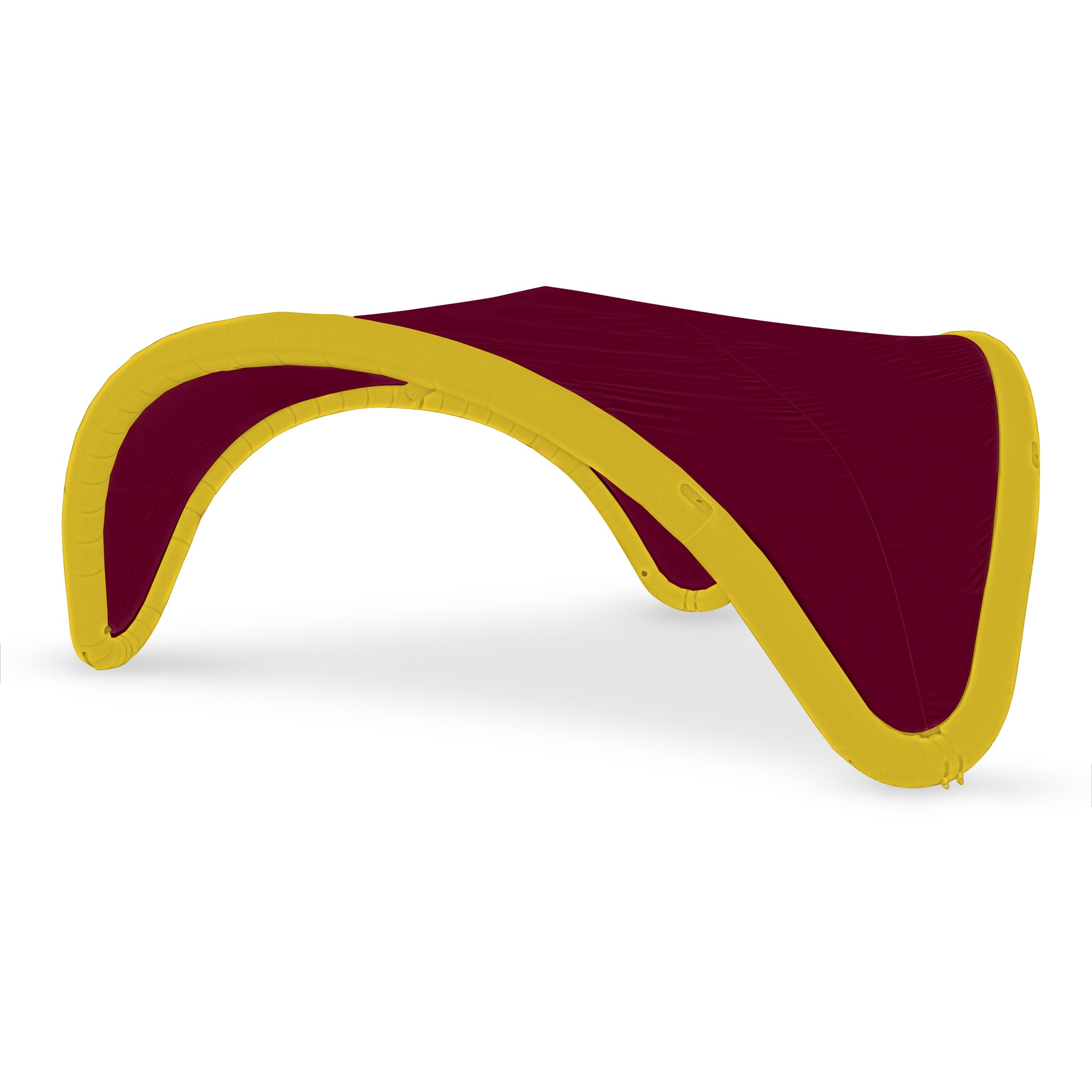 22' Omega inflatable canopy with yellow frame and maroon fabric cover by Extreme Canopy