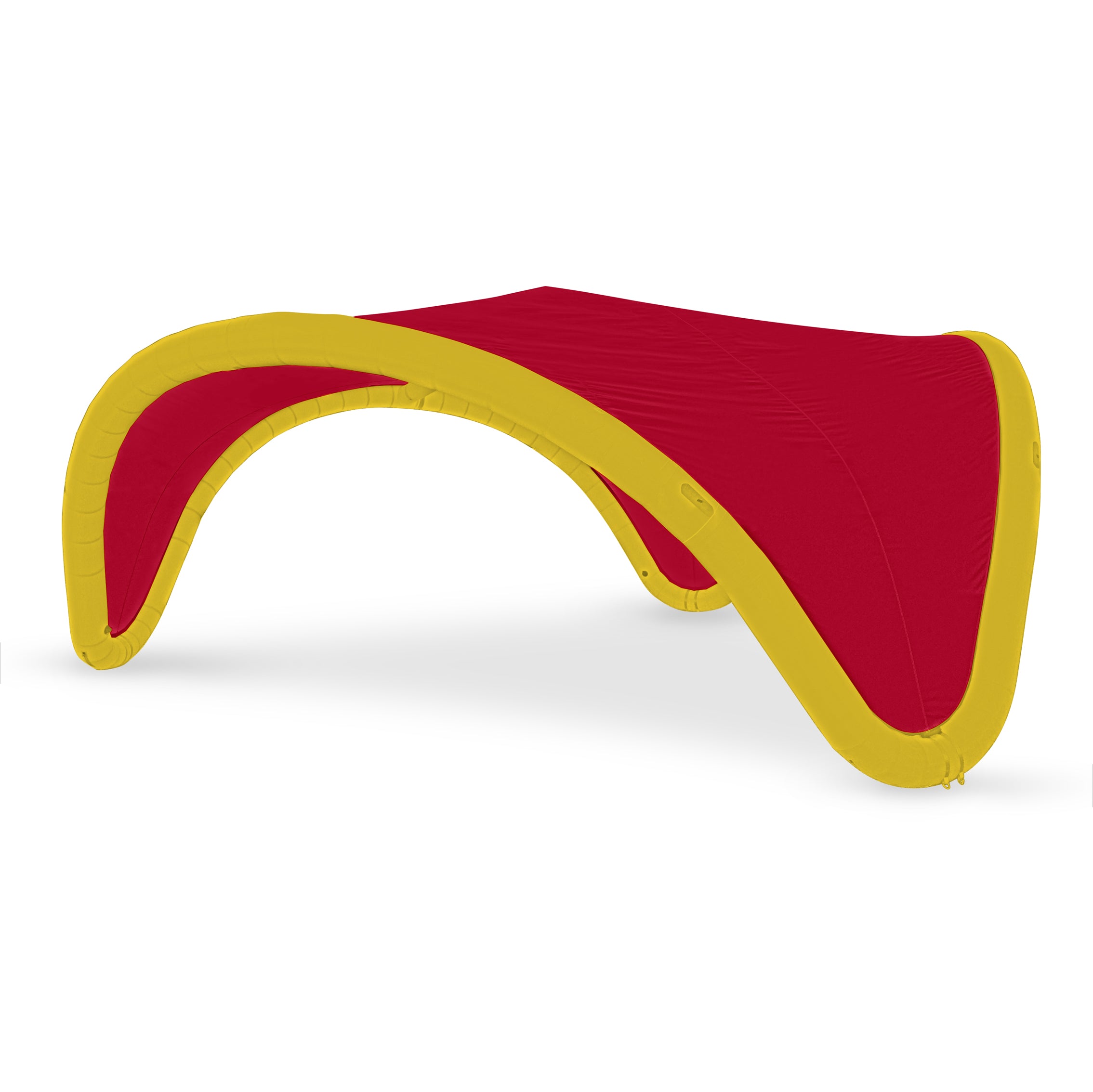 22' Omega inflatable canopy with yellow frame and red fabric cover by Extreme Canopy