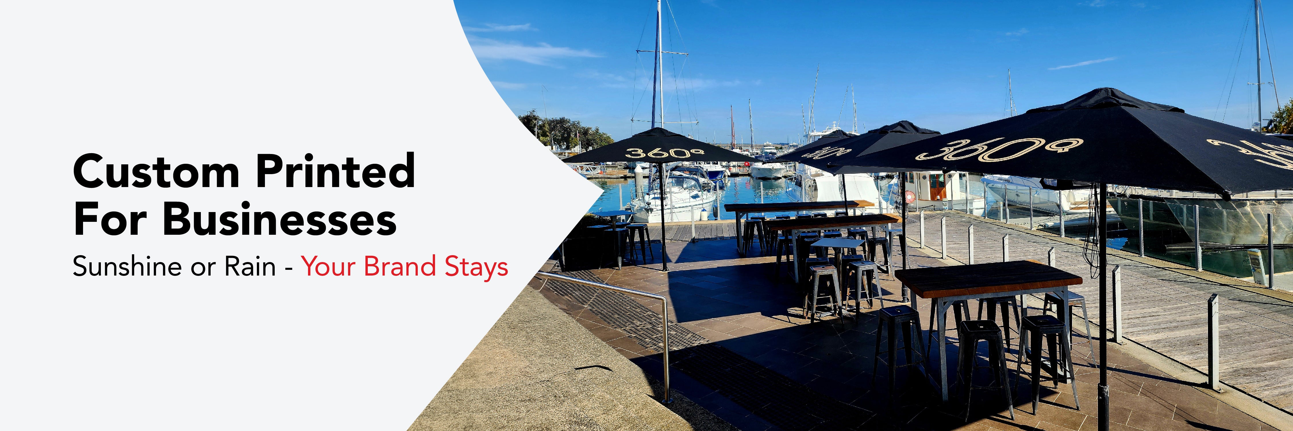 Custom Printed Patio Umbrellas Set up