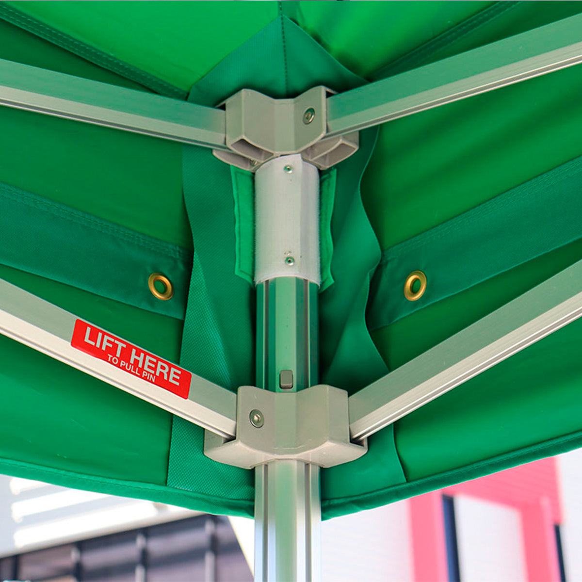 Q8 quasar canopy with aluminum connectors that ensure robust connections between the structural components of the canopy.