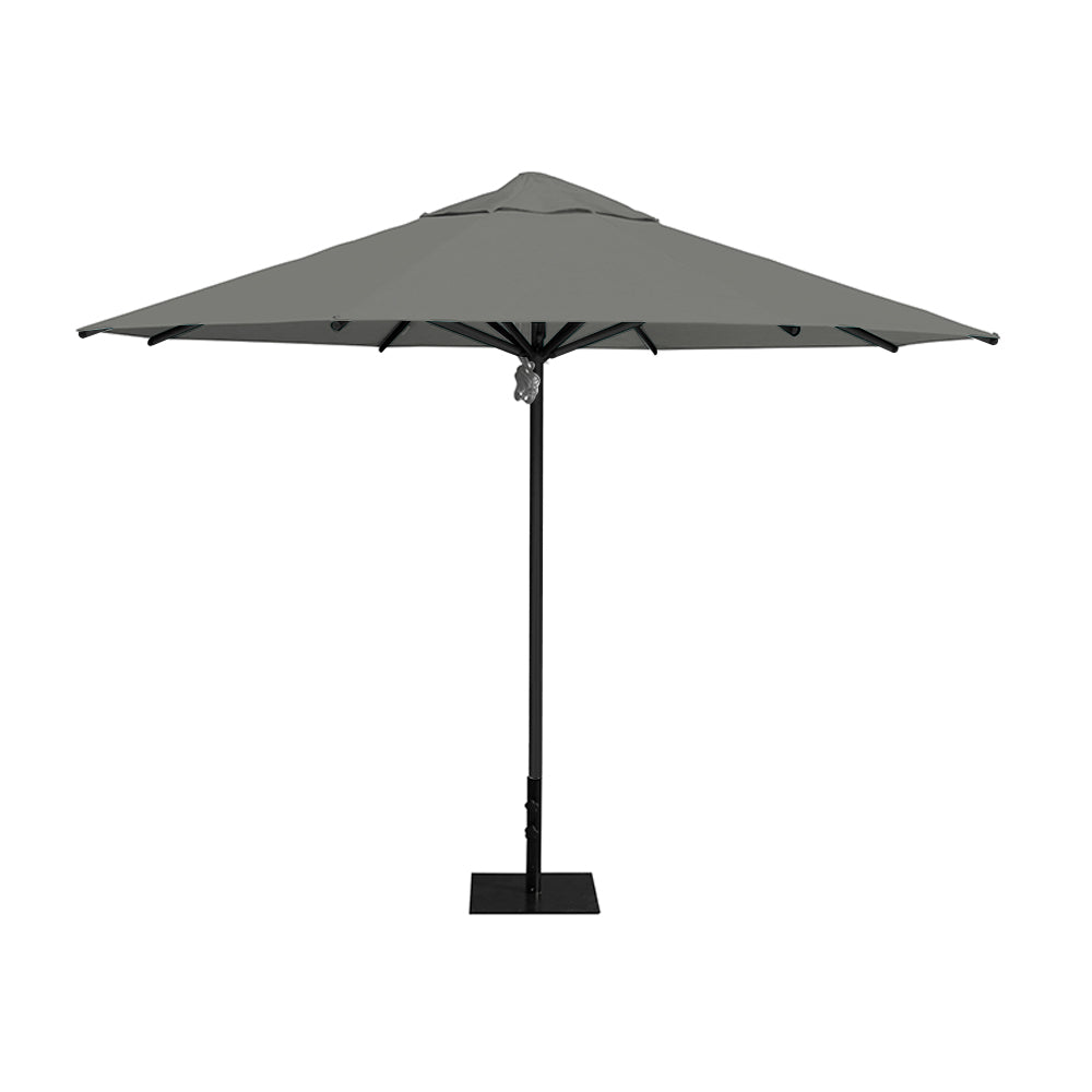 11' Saville octagonal umbrella by Extreme Canopy with gray canopy, black frame, and 26lb steel base