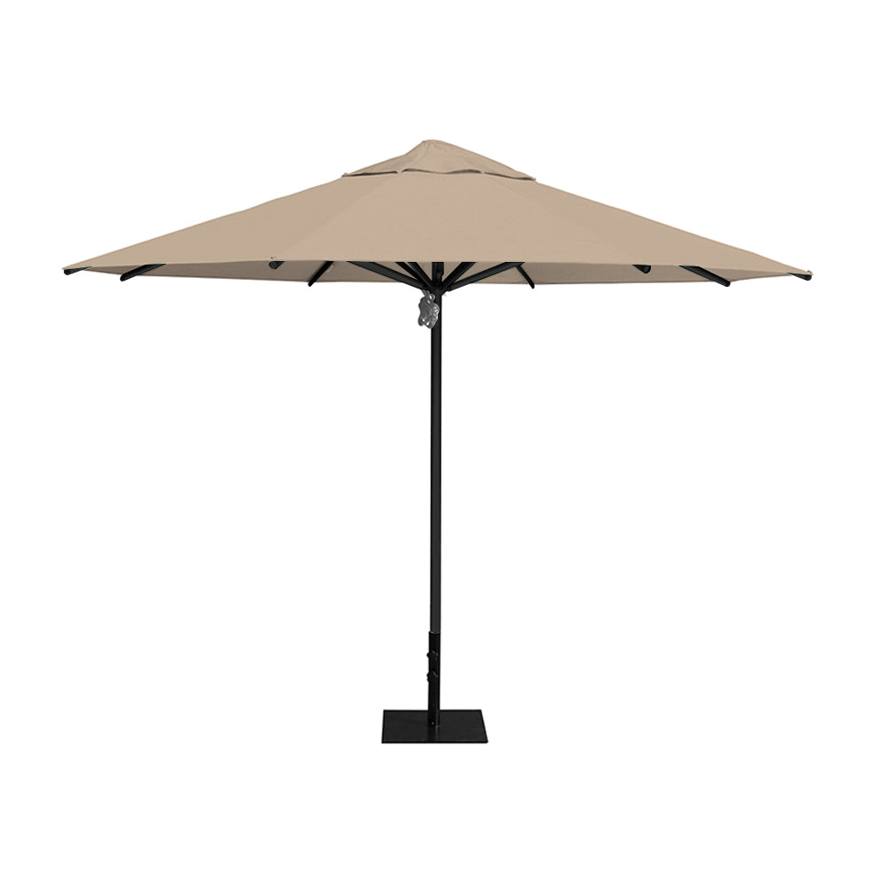 11' Saville octagonal umbrella by Extreme Canopy with linen canopy, black frame, and 26lb steel base