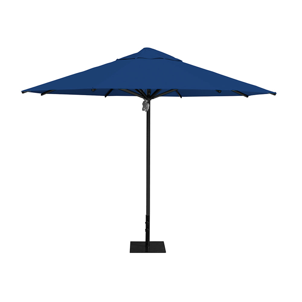 11' Saville octagonal umbrella by Extreme Canopy with pacific blue canopy, black frame, and 26lb steel base