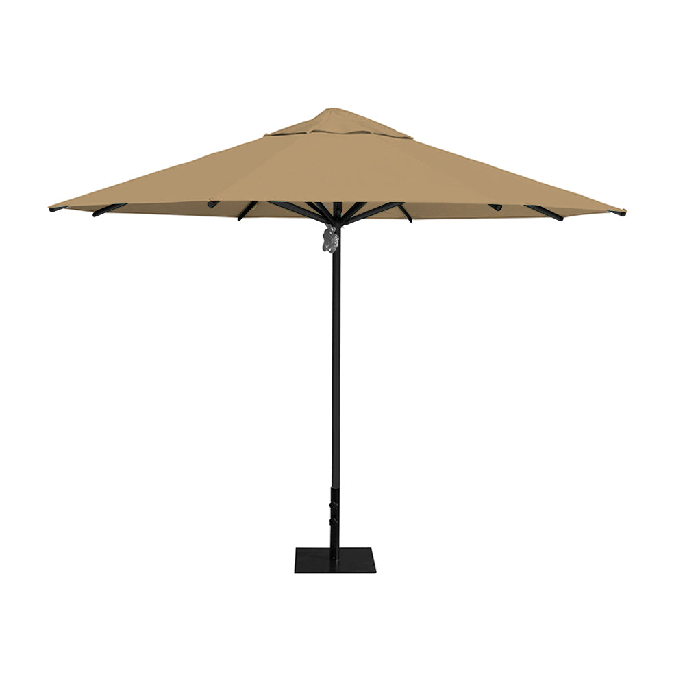 11' Saville octagonal umbrella by Extreme Canopy with toast canopy, black frame, and 26lb steel base