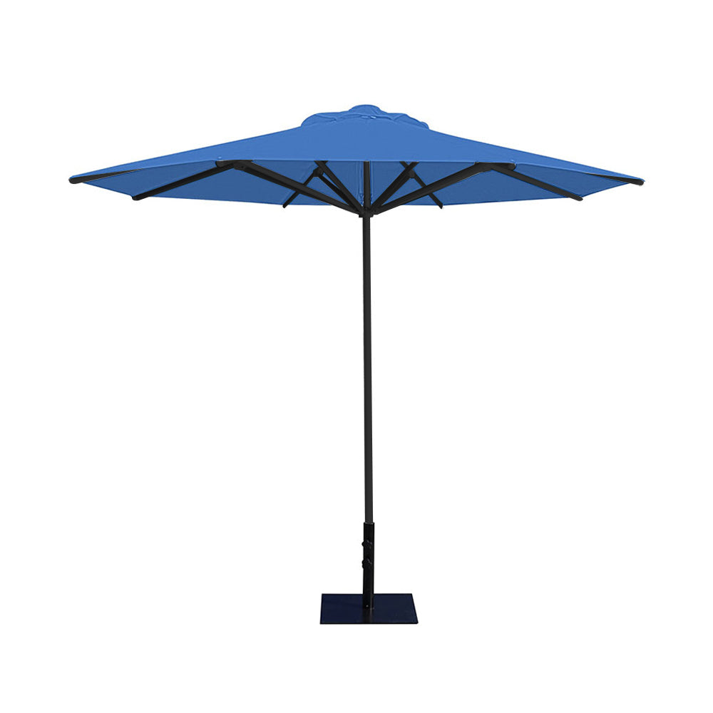 10' Saville octagonal umbrella by Extreme Canopy with capri canopy, black frame, and 26lb steel base