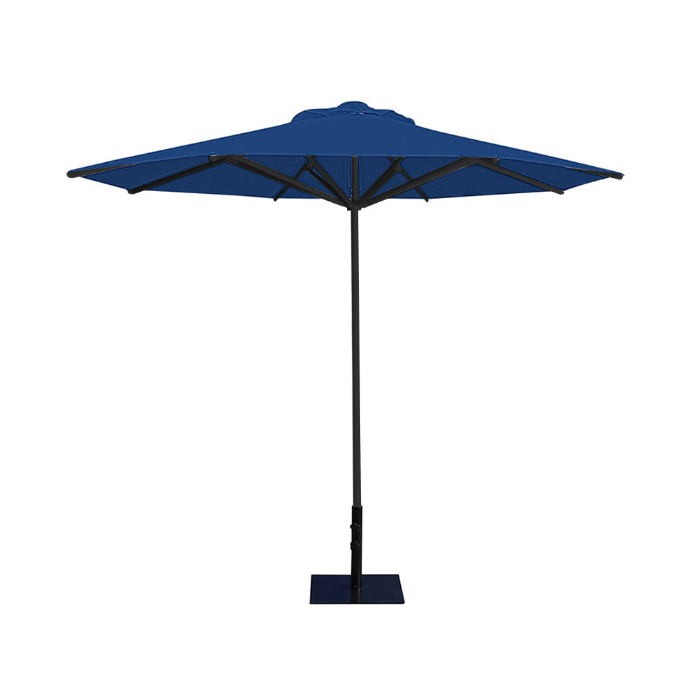 10' Saville octagonal umbrella by Extreme Canopy with pacific blue canopy, black frame, and 26lb steel base