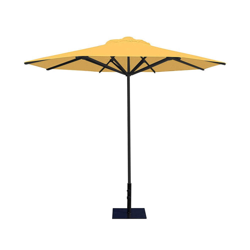 10' Saville octagonal umbrella by Extreme Canopy with sunflower canopy, black frame, and 26lb steel base